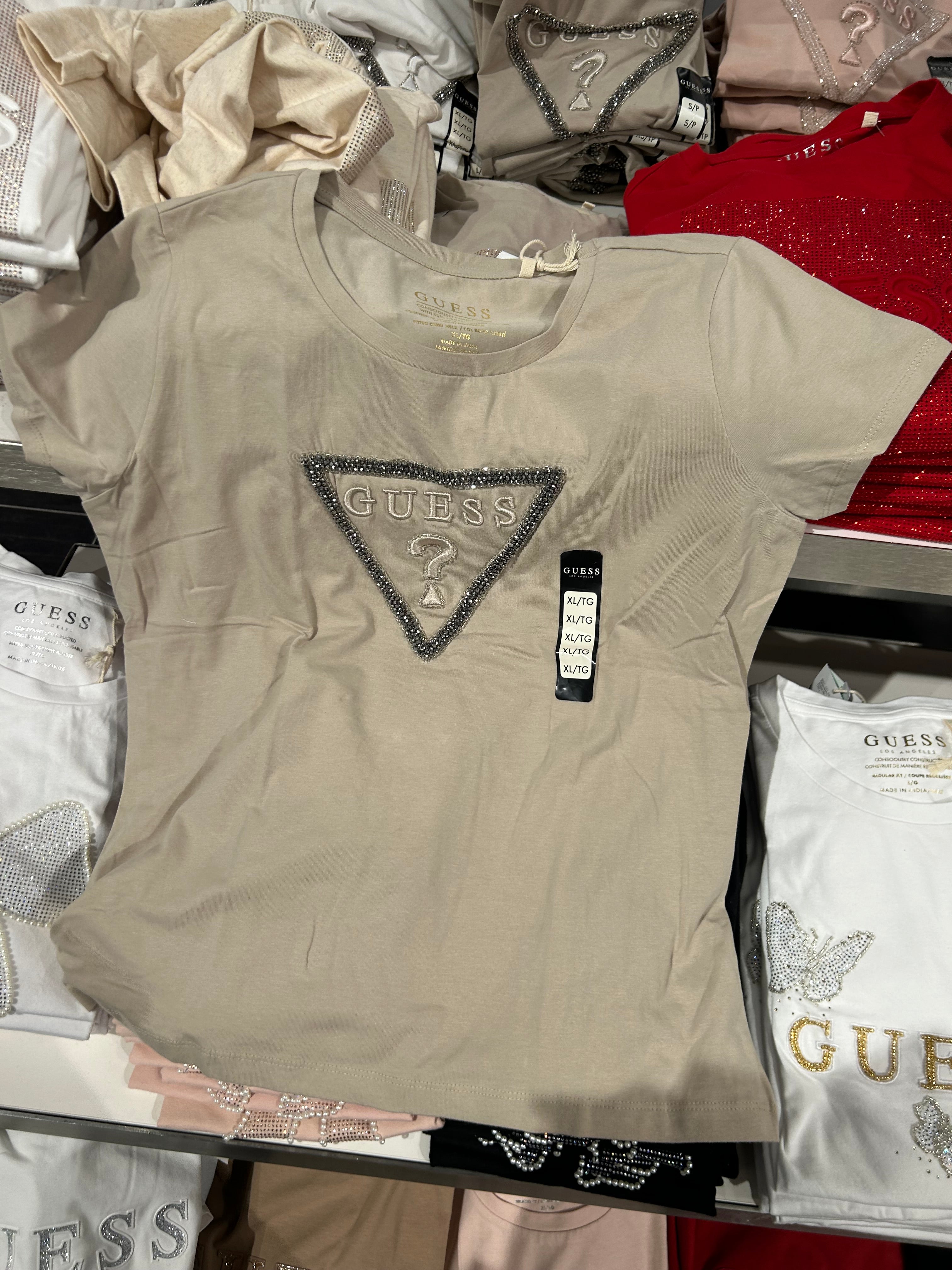 Guess Womens' Carlee Triangle Tee - Beige