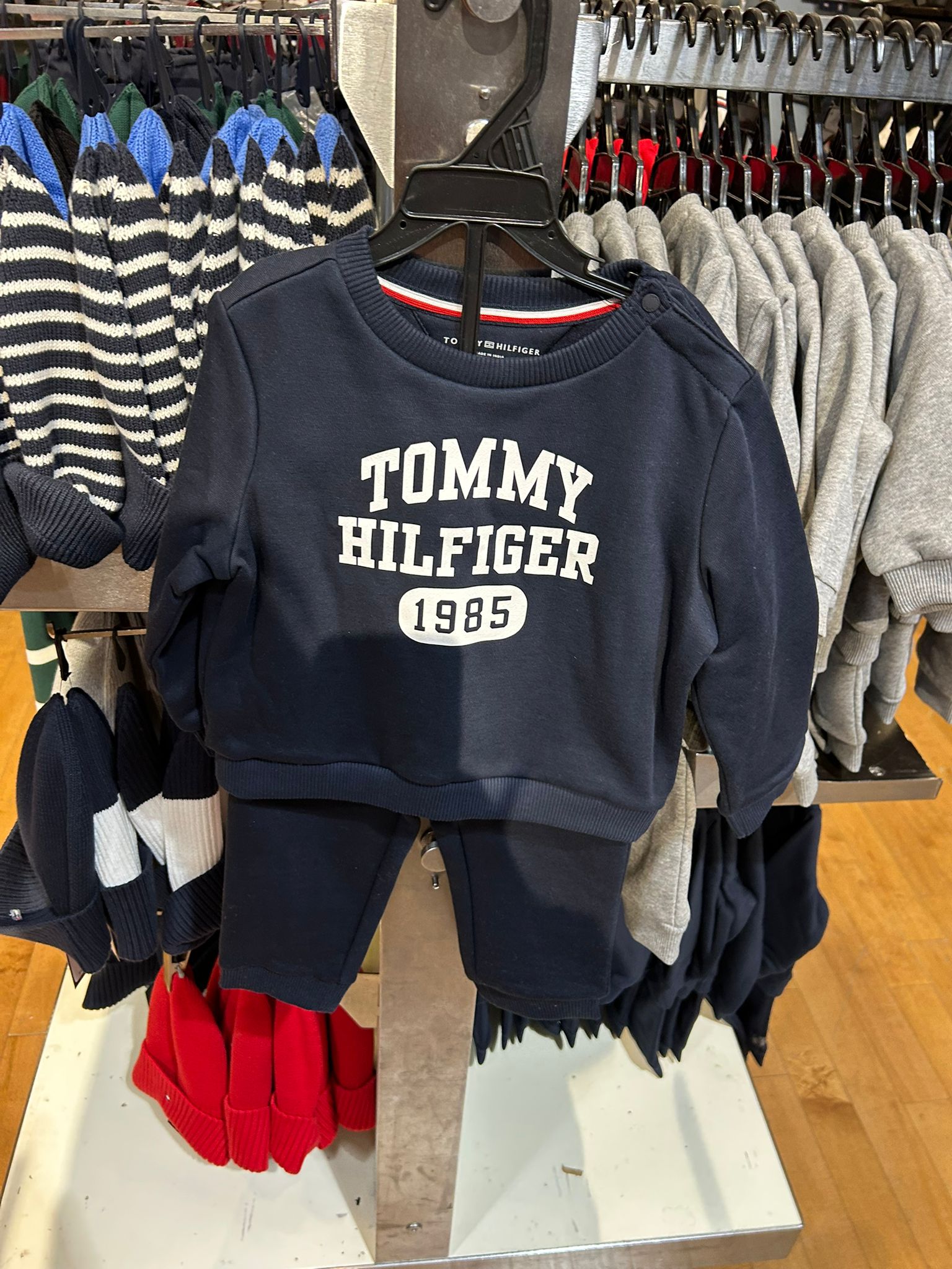 Baby Tommy Logo Sweatshirt and Pant Set Navy Blue