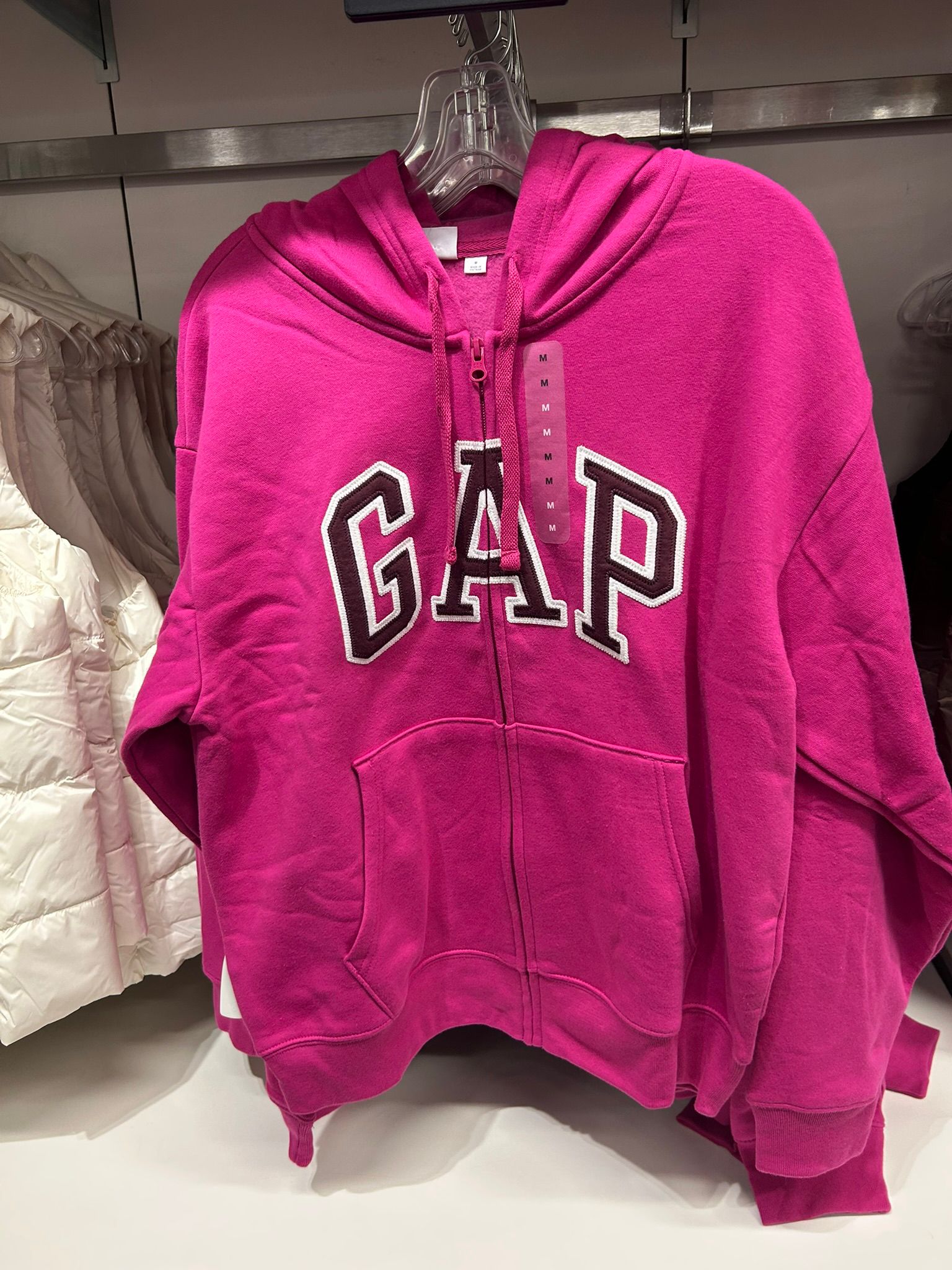 Womens' Relaxed Gap Logo Zip Hoodie  Bright Fuchsia Pink