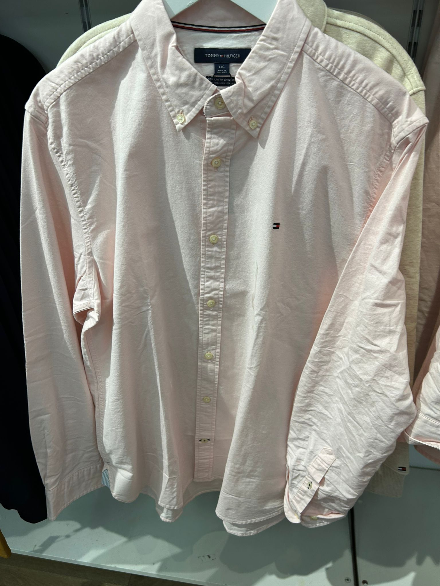 Tommy Mens' Regular Fit Stretch Oxford Shirt/ Precious Pink