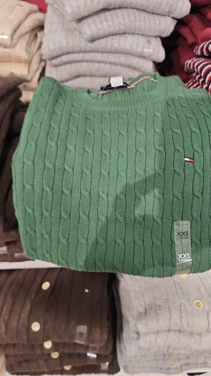 Tommy Womens' Cable Knit Sweater /Deep Evergreen