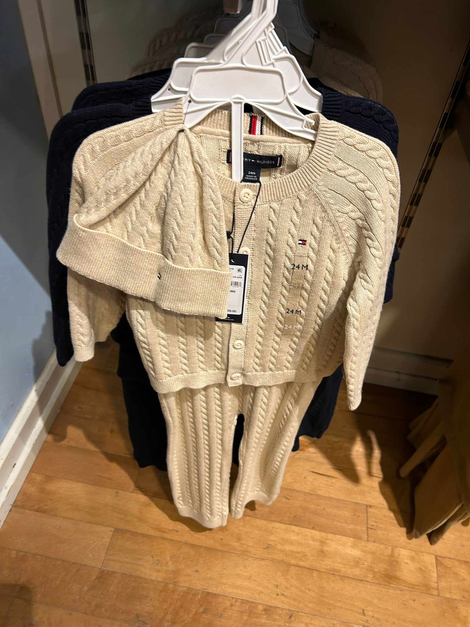 Baby Tommy Cable Knit Sweater and Pant Set Dark Beige