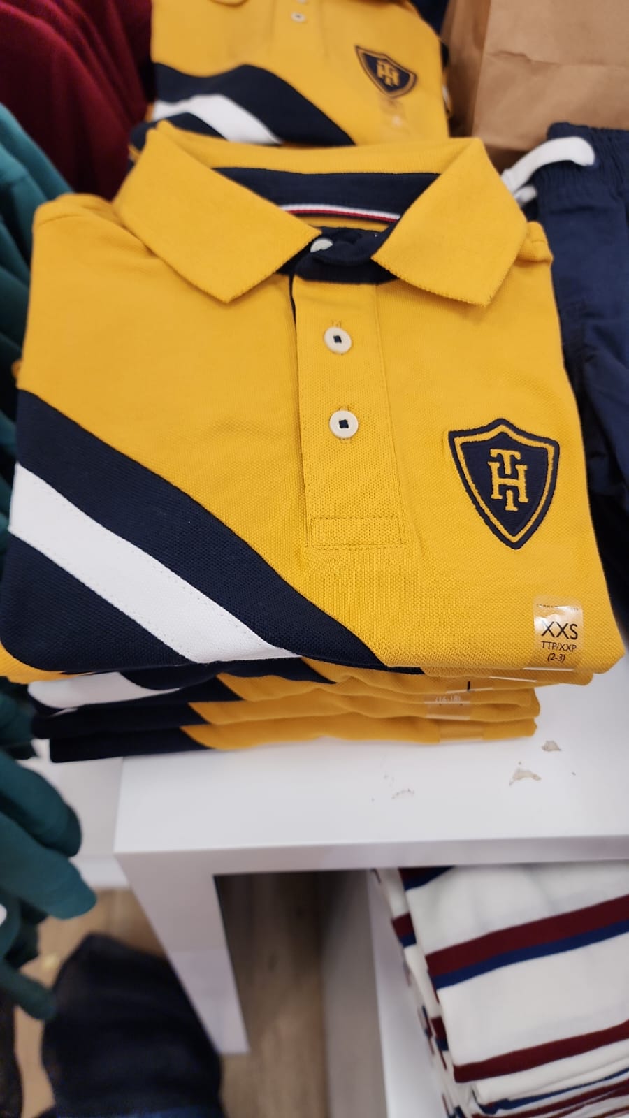 Boys Tommy Banner Stripe Polo Shirt/ City Yellow