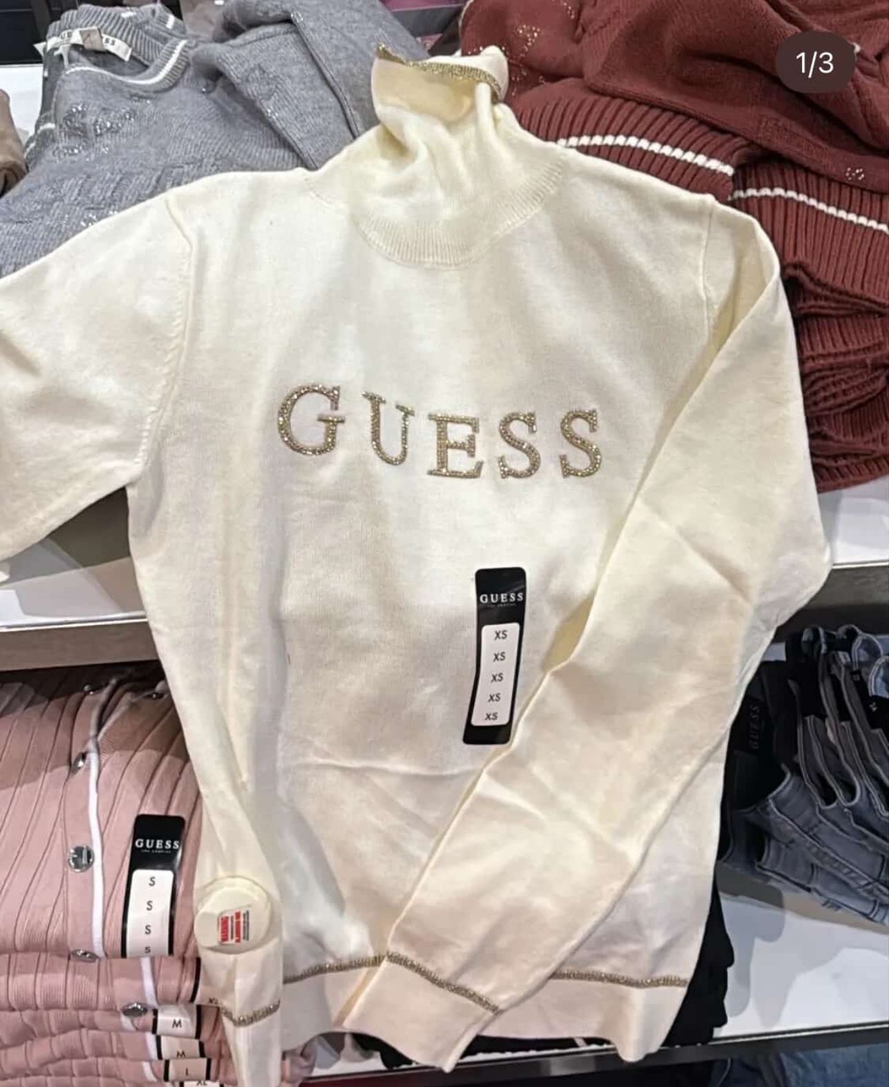 Guess Womens' Maltina Logo Turtleneck Sweater White