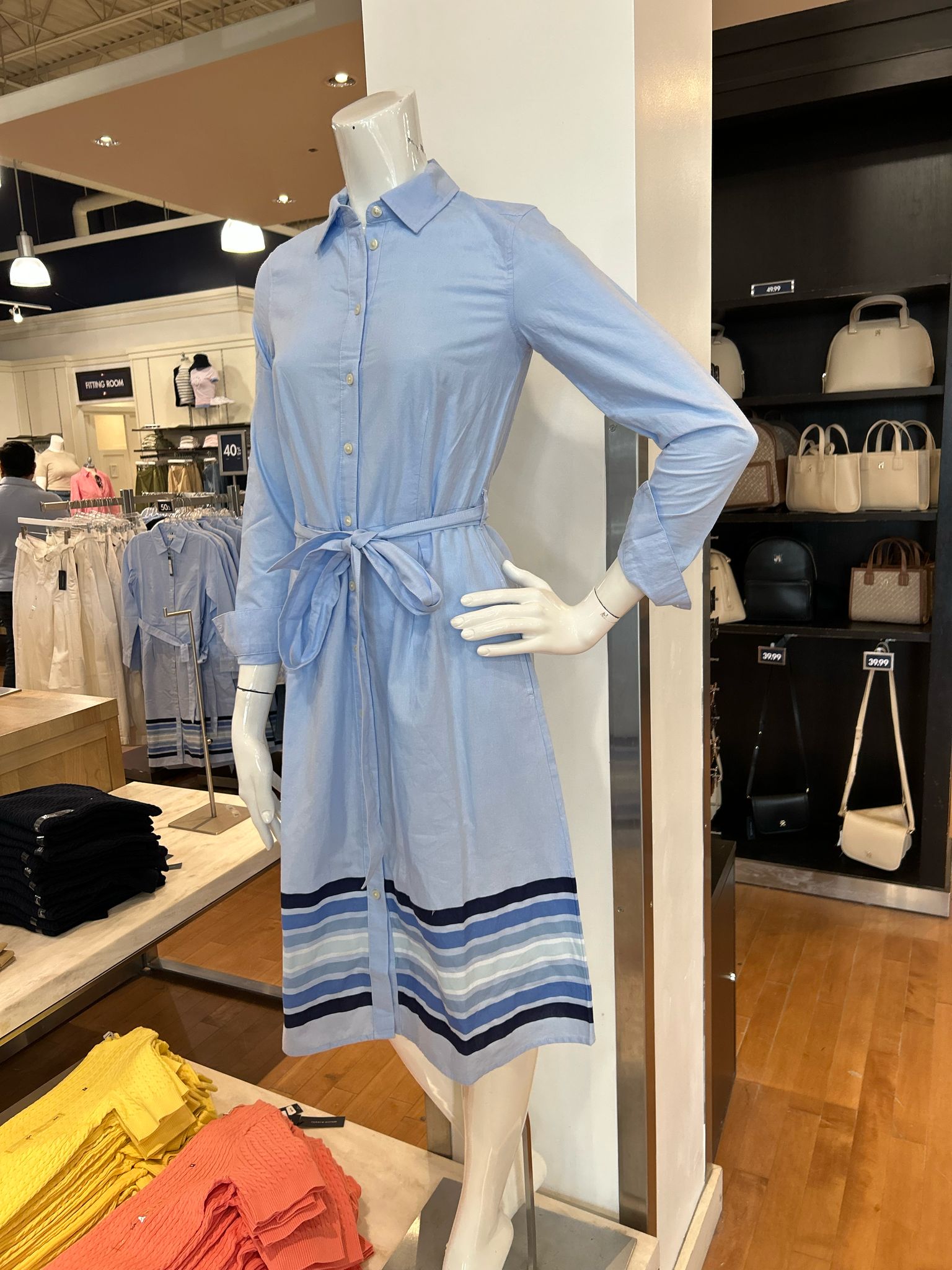 Womens' Tommy Border Stripe Shirtdress