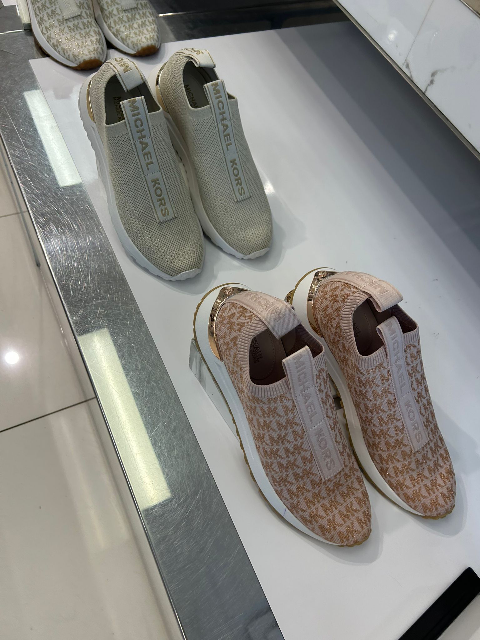 Michael Kors WOMENS' Bodie Knit Slip-On Sneaker PALE GOLD