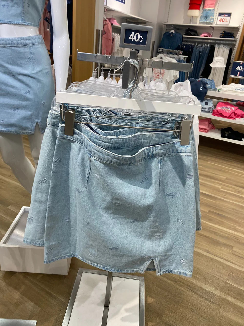 Womens' Tommy Jeans denim tie mini skirt in light wash