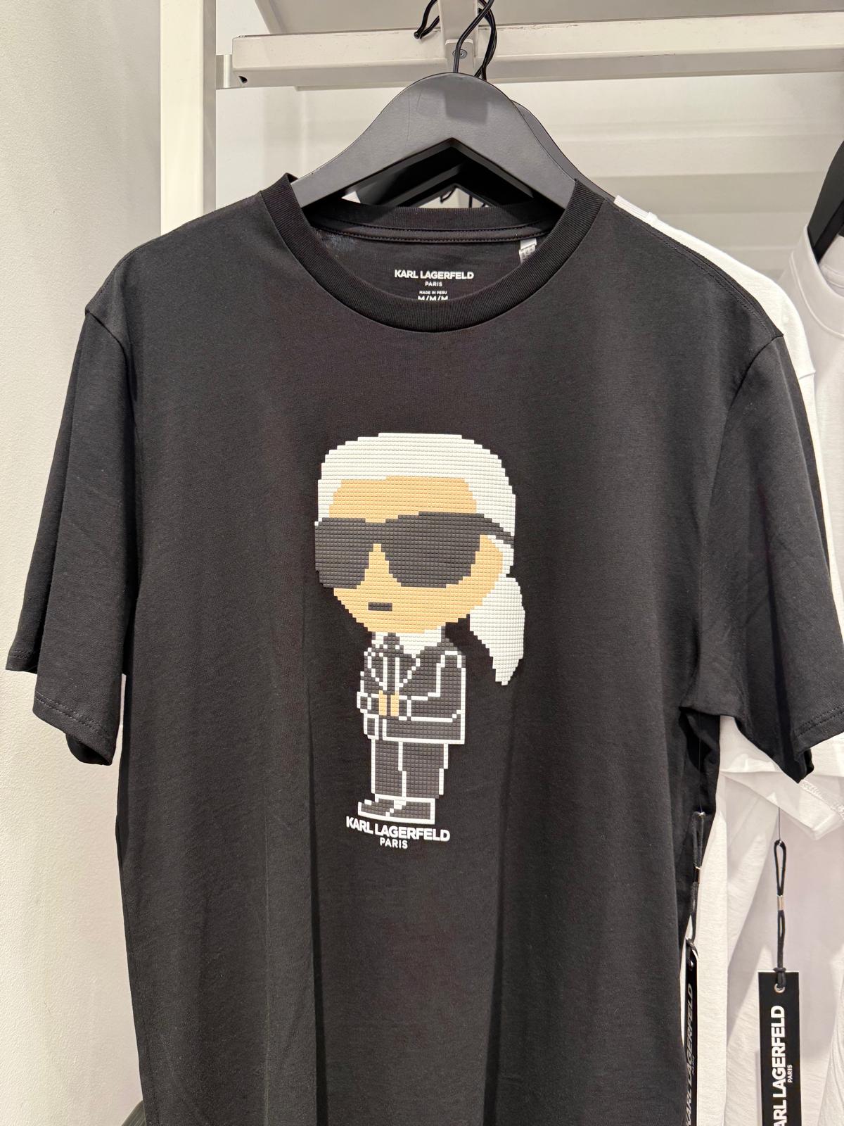 Karl Lagerfeld Paris MENS' Pixelated Karl Character Graphic Cotton T-Shirt