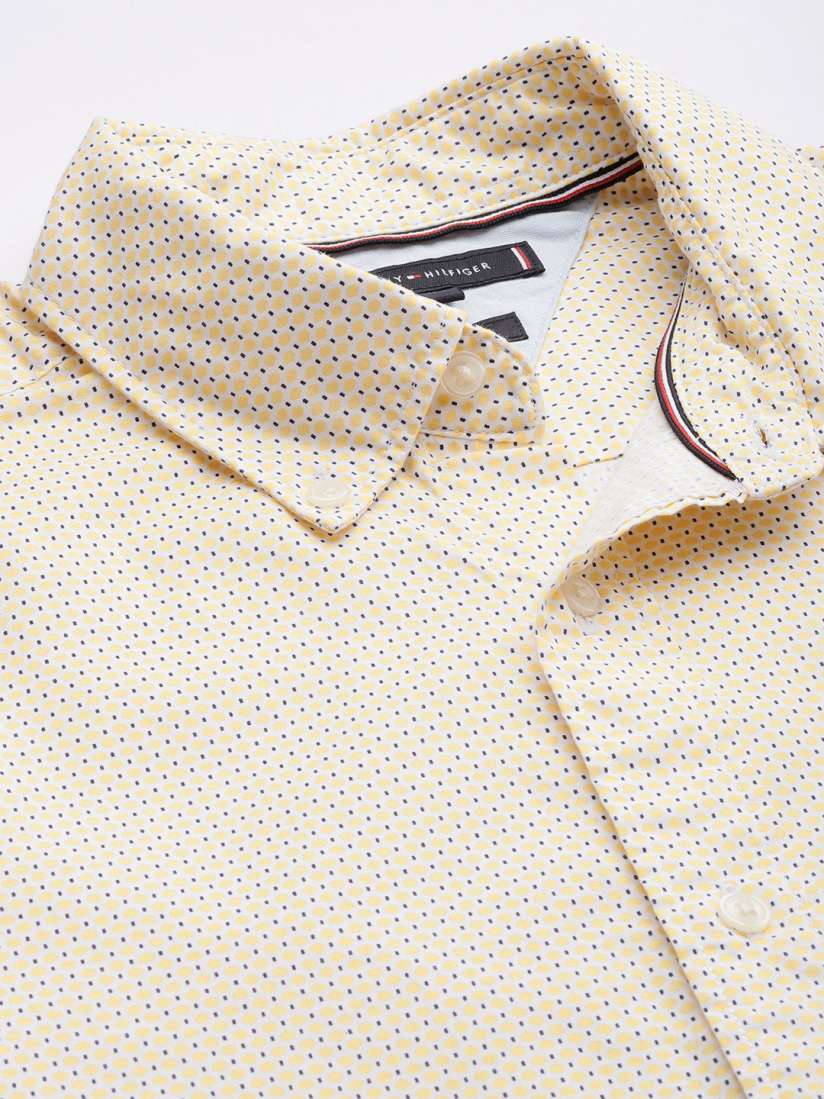 Tommy Hilfiger Pure Cotton Geometric Printed Button-Down Collar Regular Fit Casual Shirt