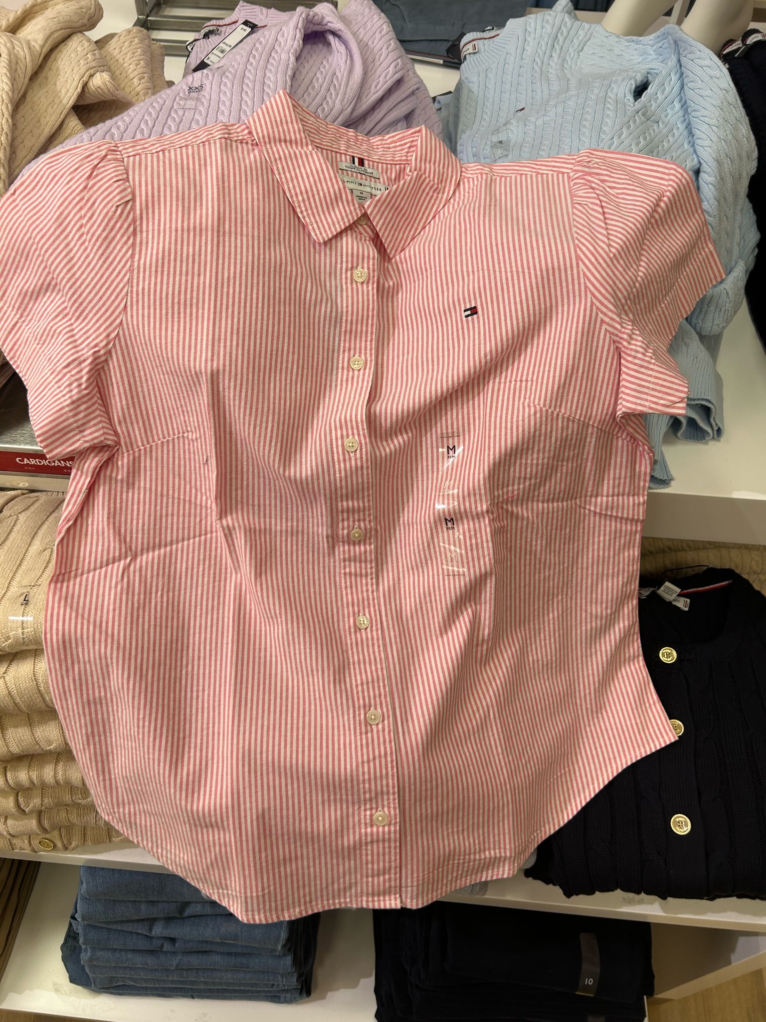 Women Tommy Short-sleeved striped Oxford shirt