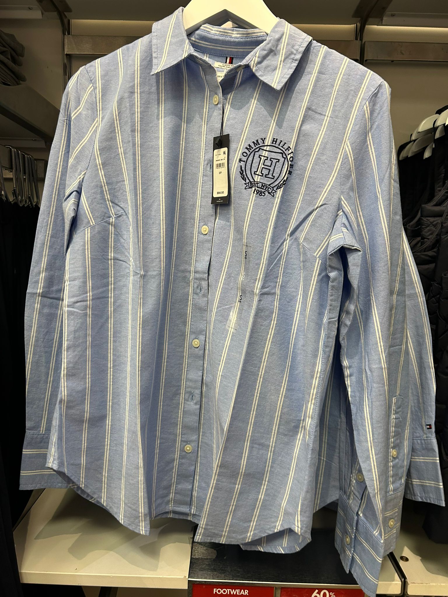 Tommy Womens' Regular Fit Crest Stretch Oxford Shirt/ Blue Spell