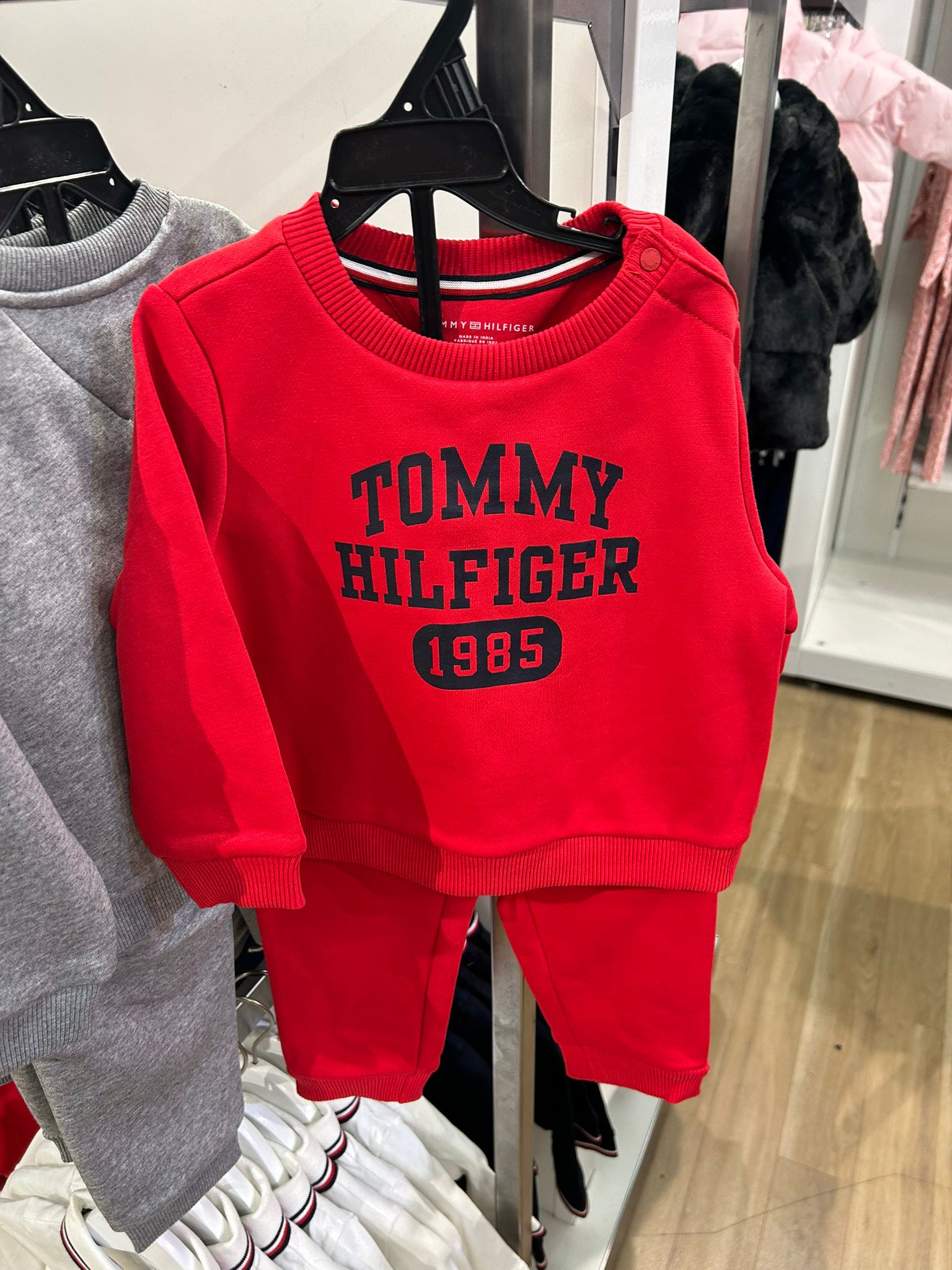 Baby Tommy Logo Sweatshirt and Pant Set Red