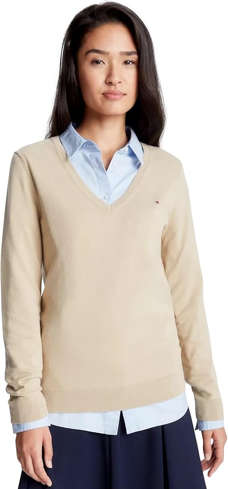 Womens' Tommy Hilfiger Viscose-Blend V-Neck Sweater