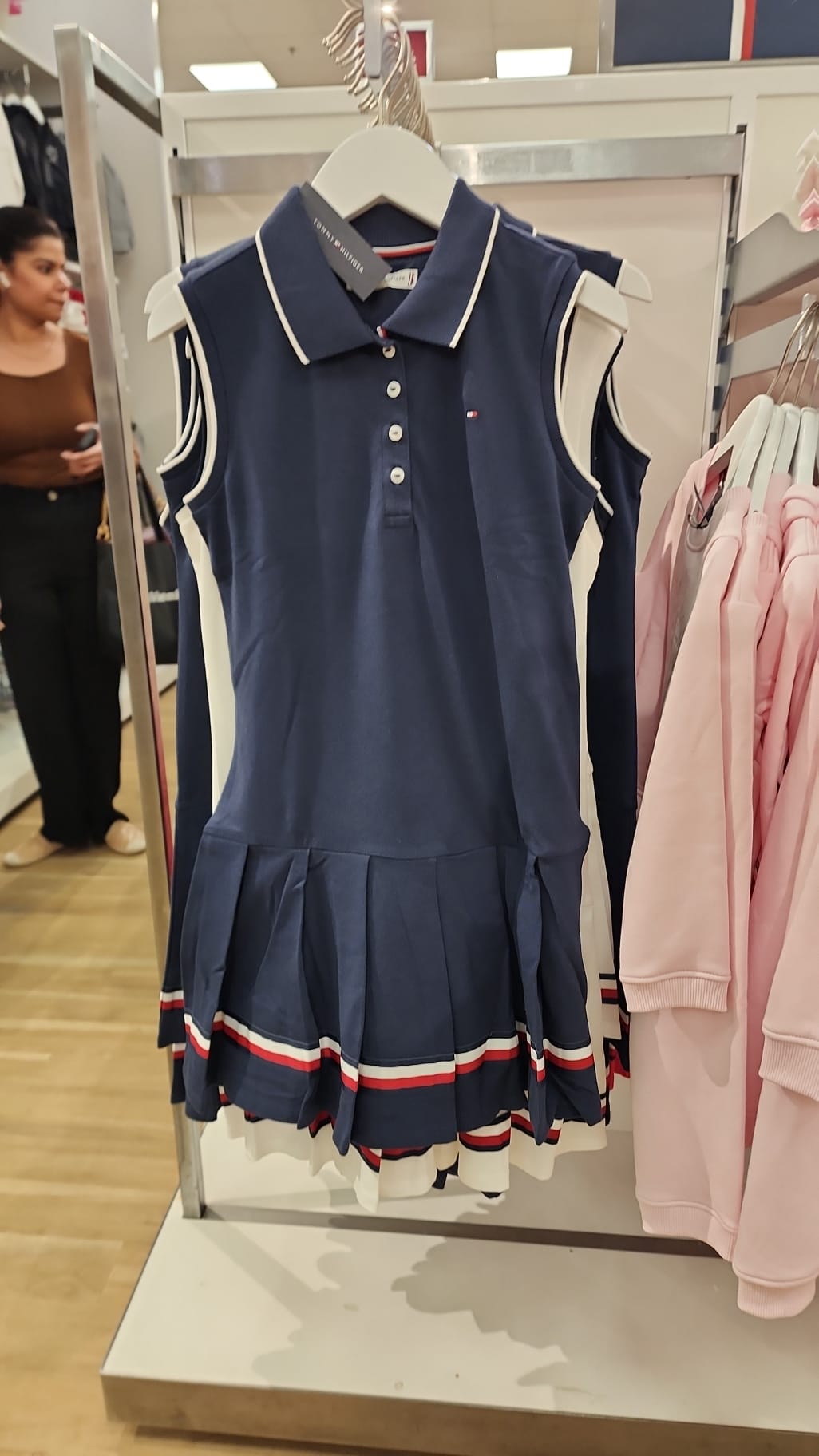 Girls' Tommy Sleeveless Pleated Polo Dress/ Navy