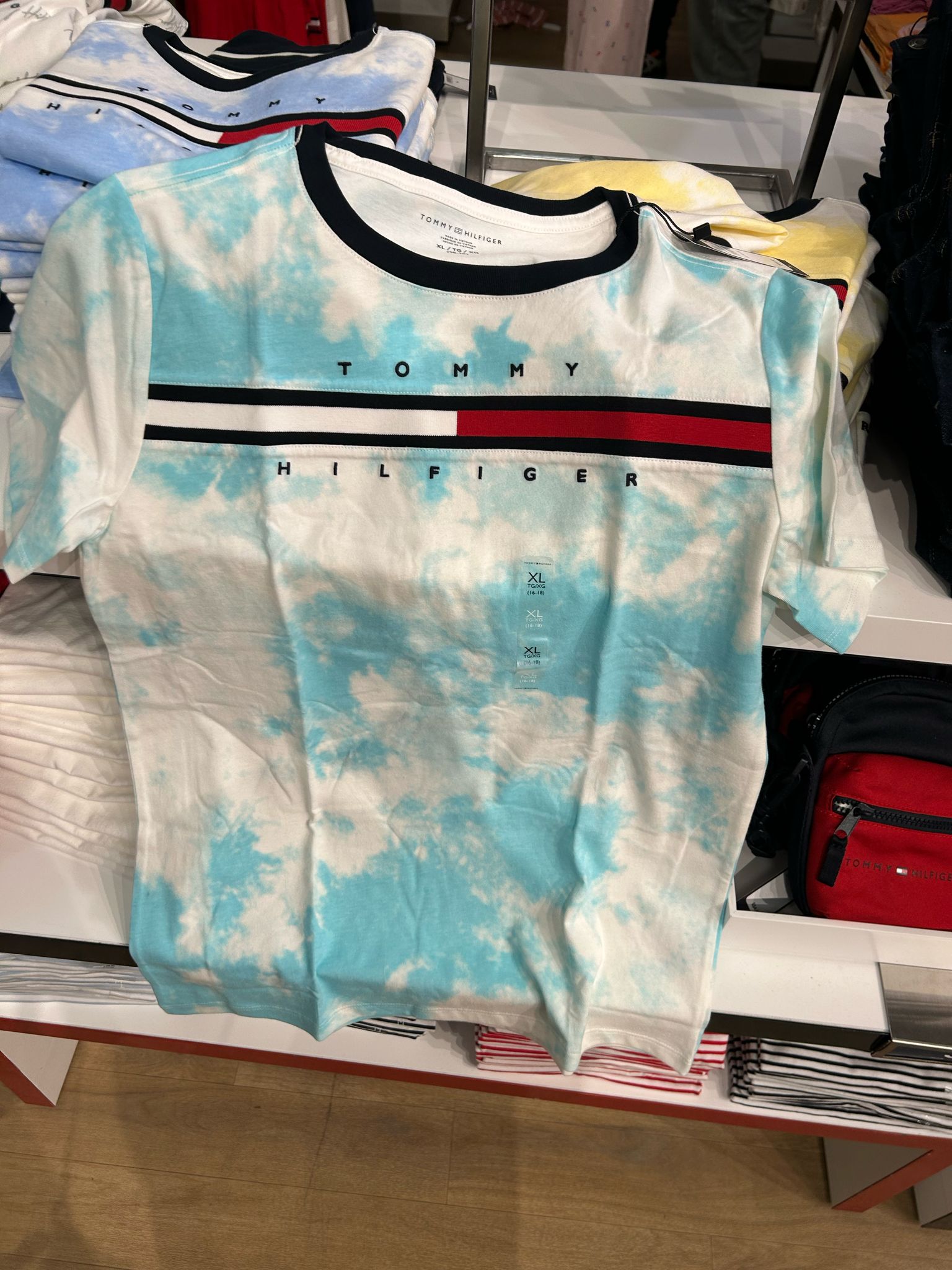 Boys' Tommy Hilfiger Tie-Dye Flag Logo T-Shirt/Miami Aqua
