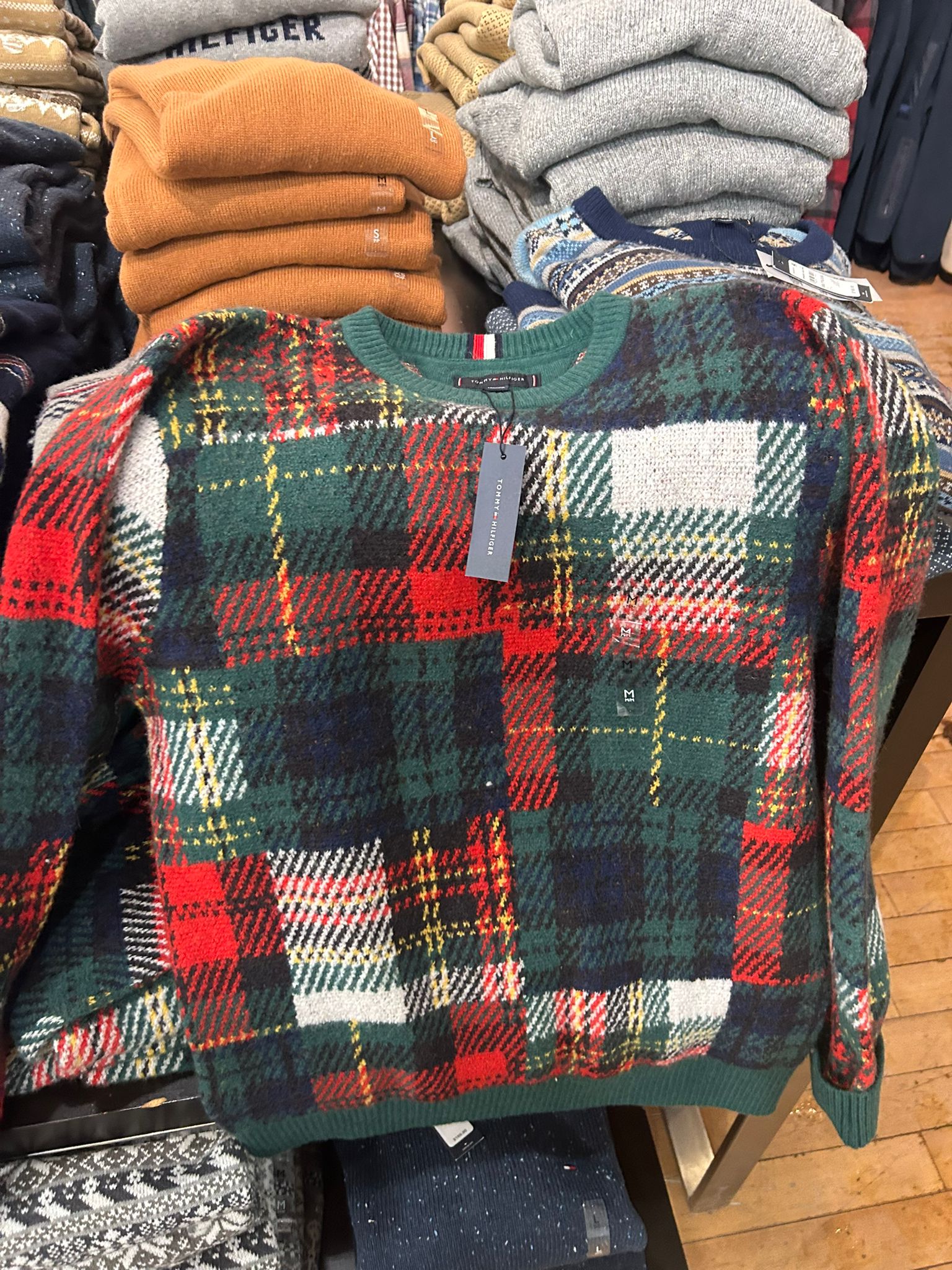 Tommy MENS' Allover Plaid Wool-Alpaca Sweater