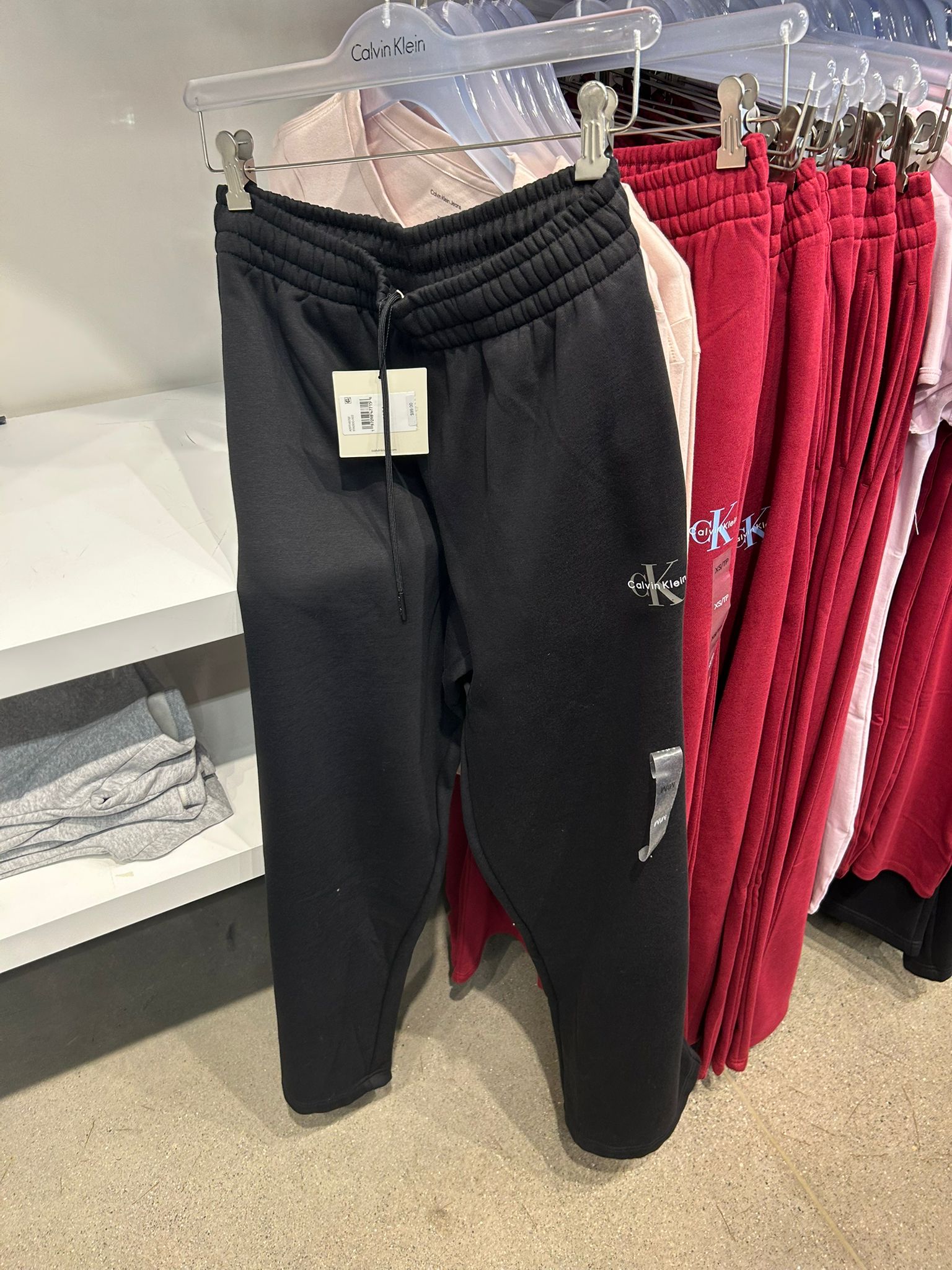 Calvin Klein Womens' Monogram Logo Fleece Wide Leg Sweatpants