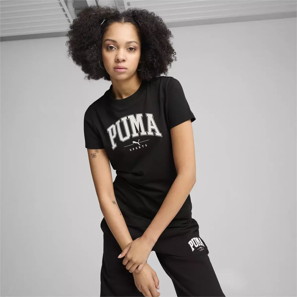 PUMA womens SQUAD Graphic Tee / Black