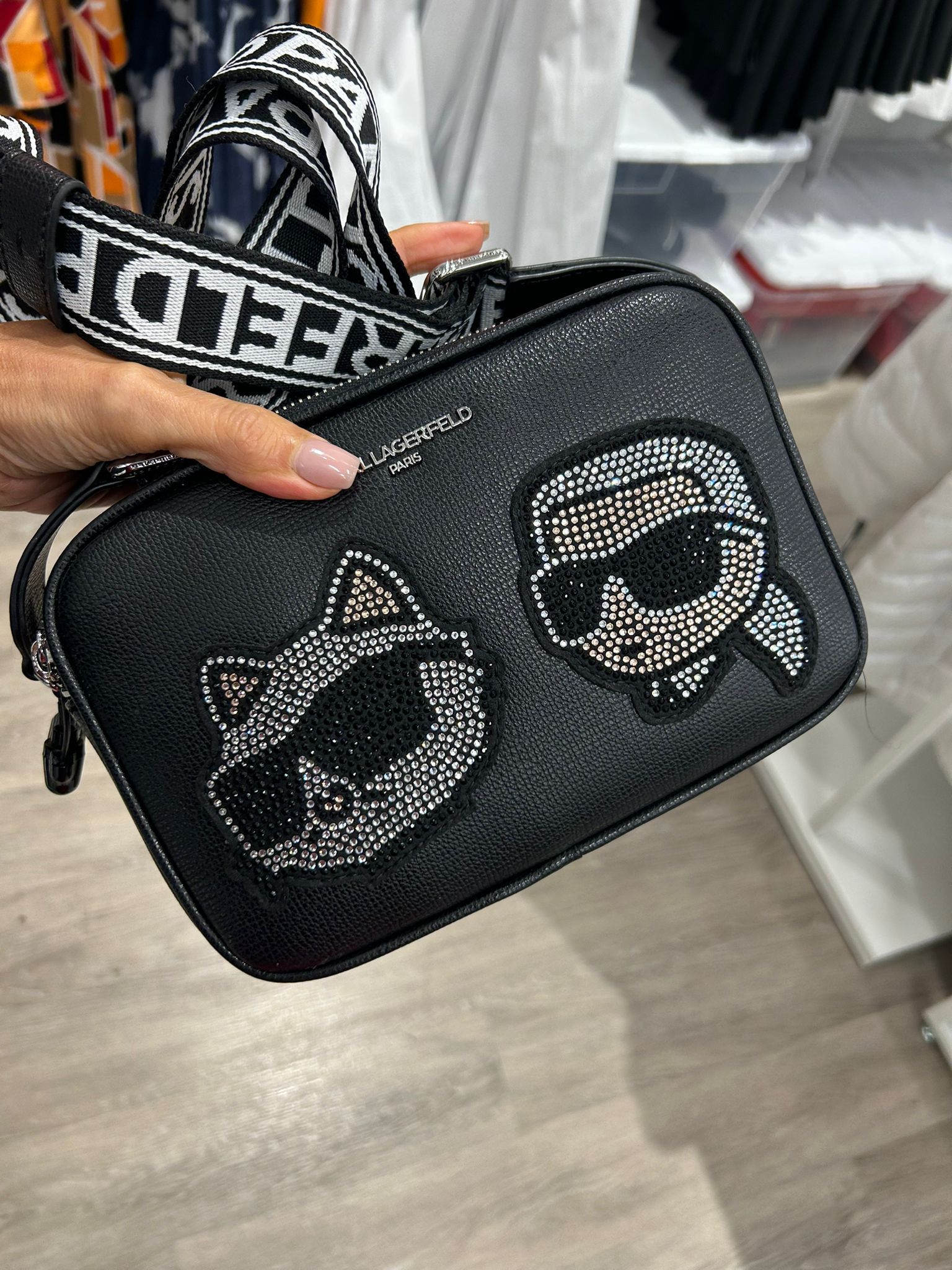 Womens' Karl Lagerfeld Paris MAYBELLE RHINESTONE DUO CAMERA CROSSBODY
