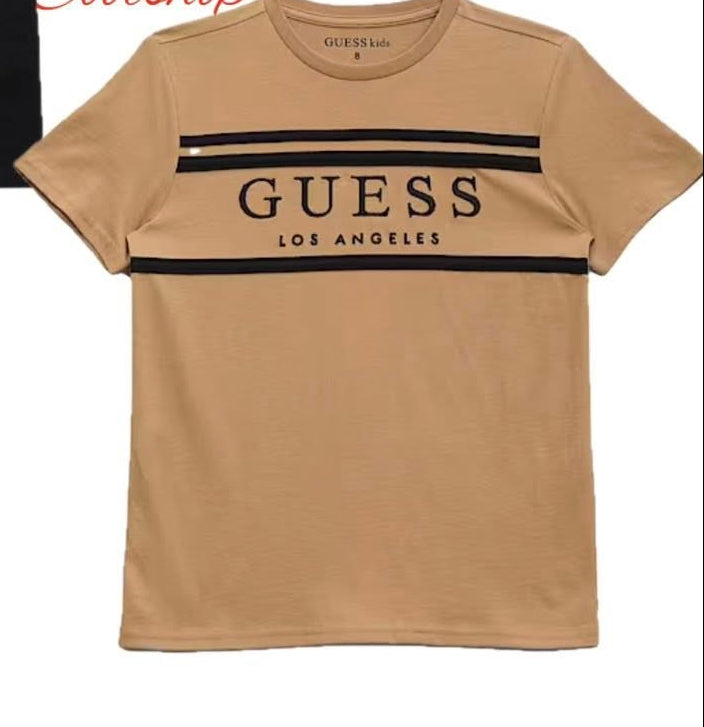 Guess Kids' Striped Logo T-Shirts-Dessert Mud