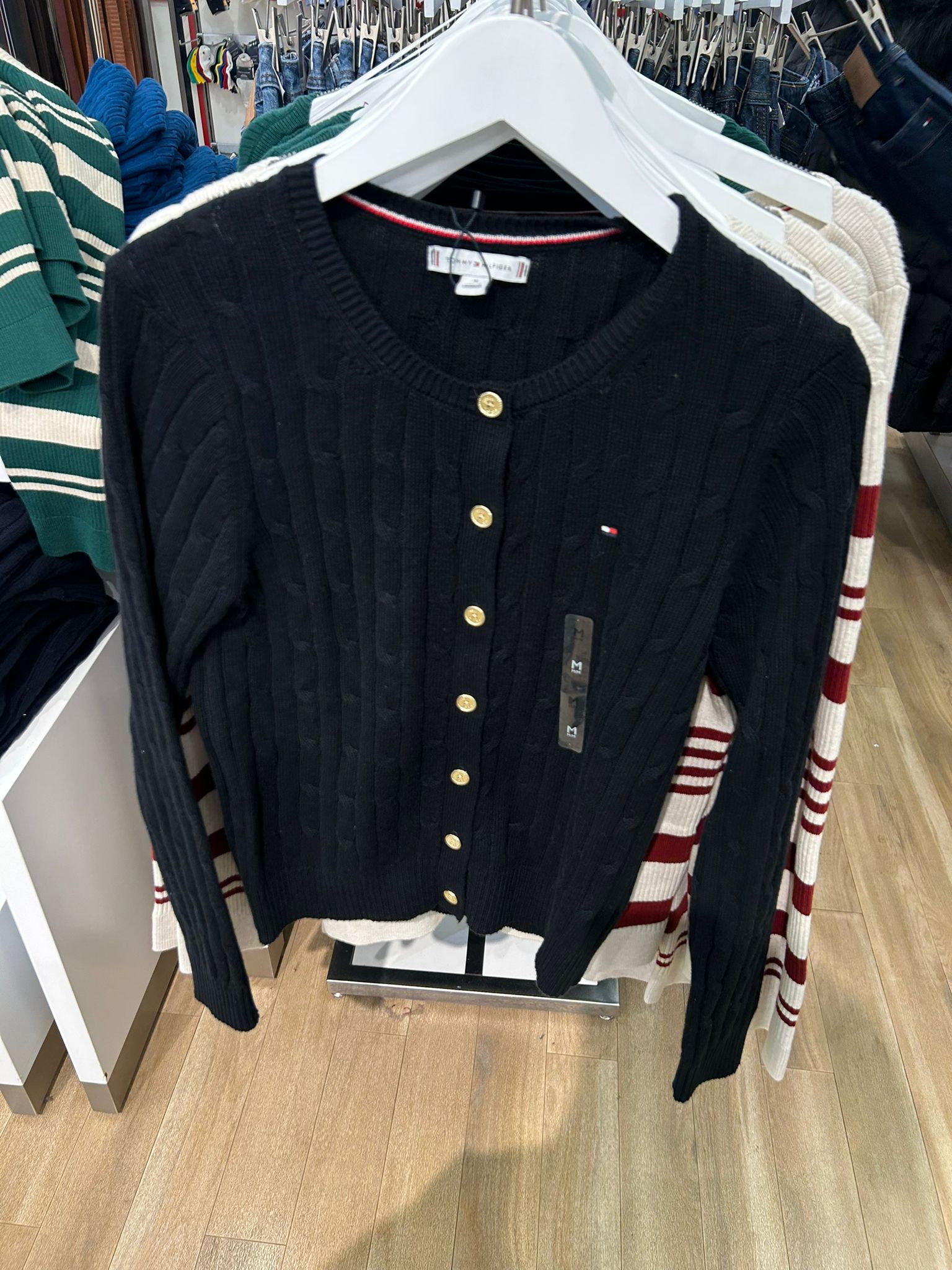 Womens' Tommy Cable Knit Cardigan Navy