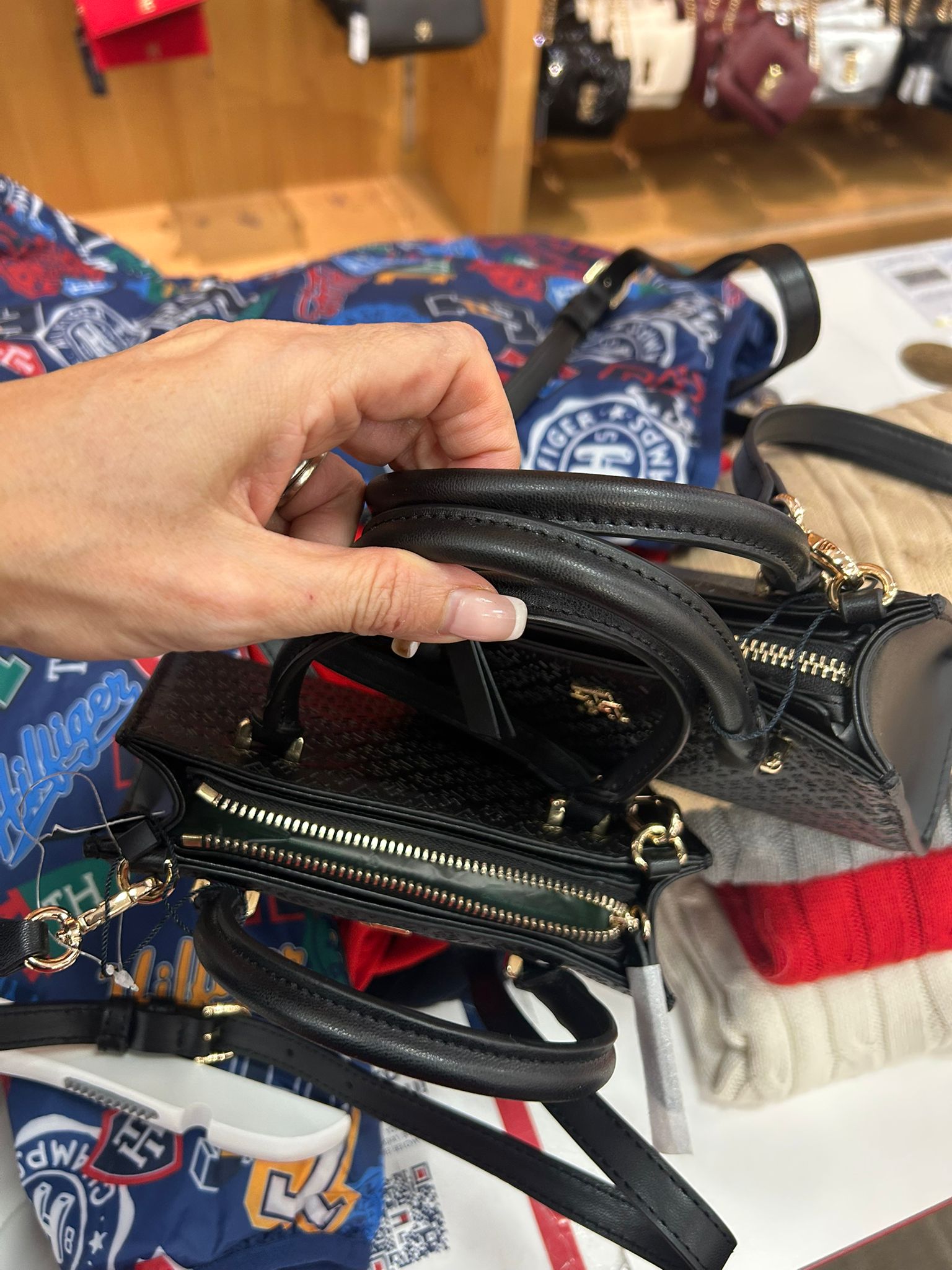 Women's Tommy Monogram Embossed Small Tote black