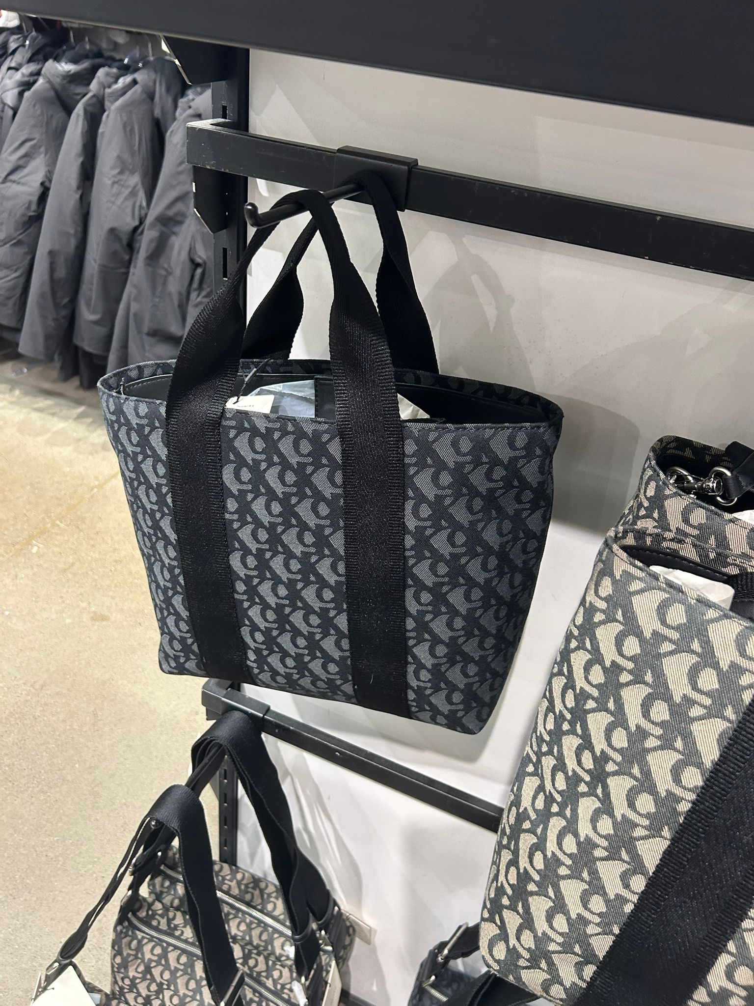 Calvin Klein Womens' Ultralight Logo Jacquard Mini Tote Bag Black / Grey