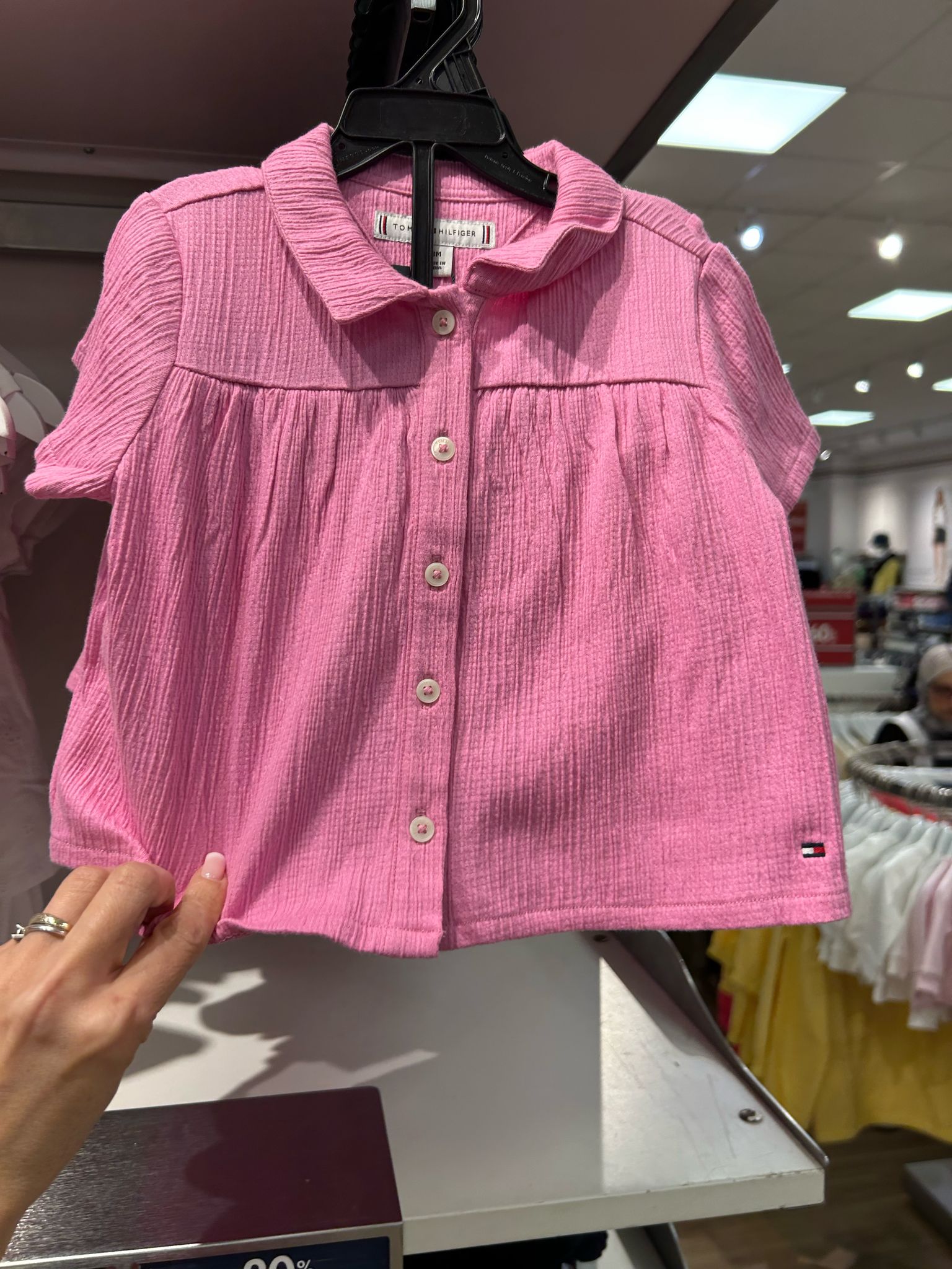 Tommy Baby Girls' Crinkle Shirt & Short Set/ Fuchsia Pink