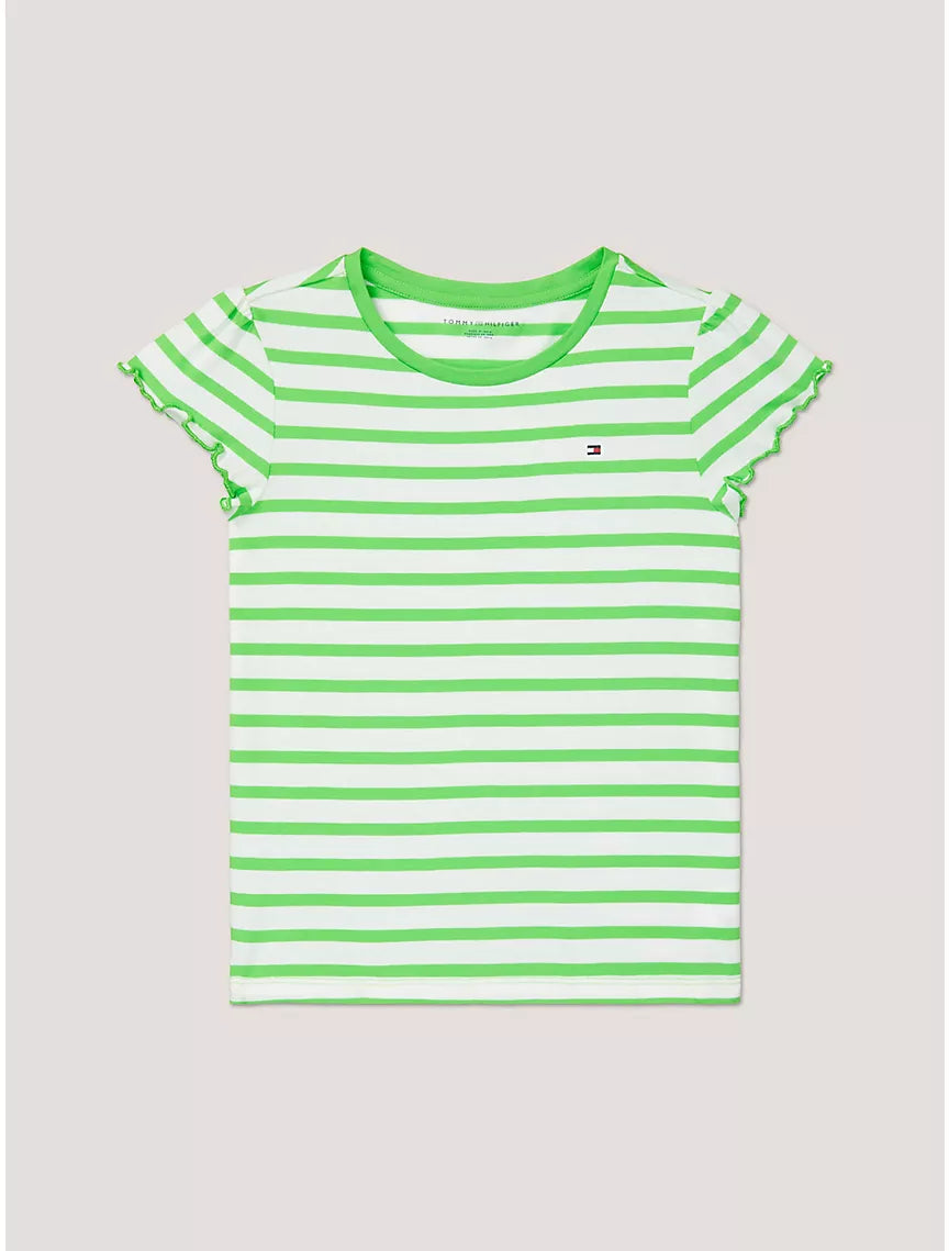 Tommy Hilfiger Kids' Stripe Ruffle T-Shirt - Springtime Green