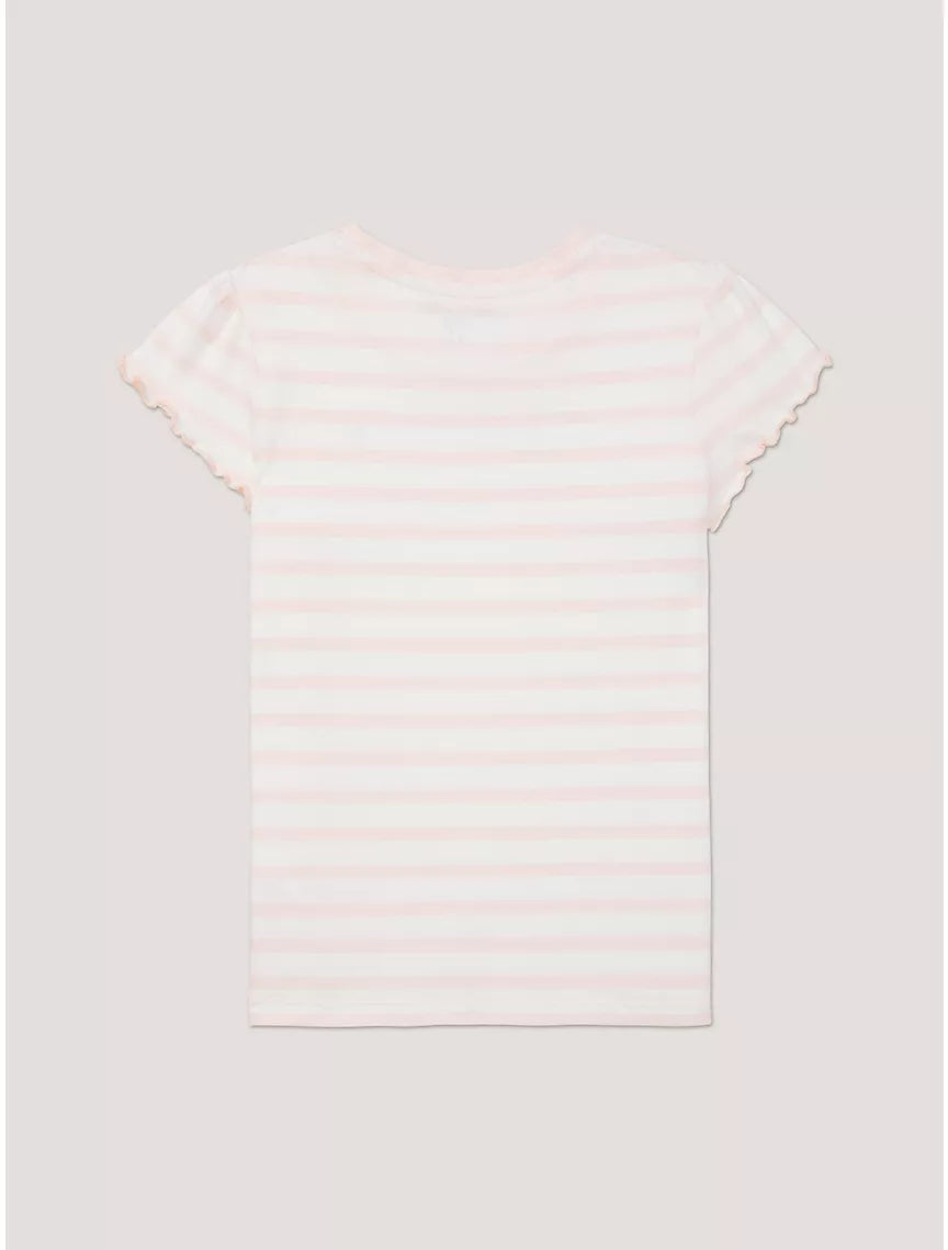 Tommy Hilfiger Kids' Stripe Ruffle T-Shirt - Pink Dream