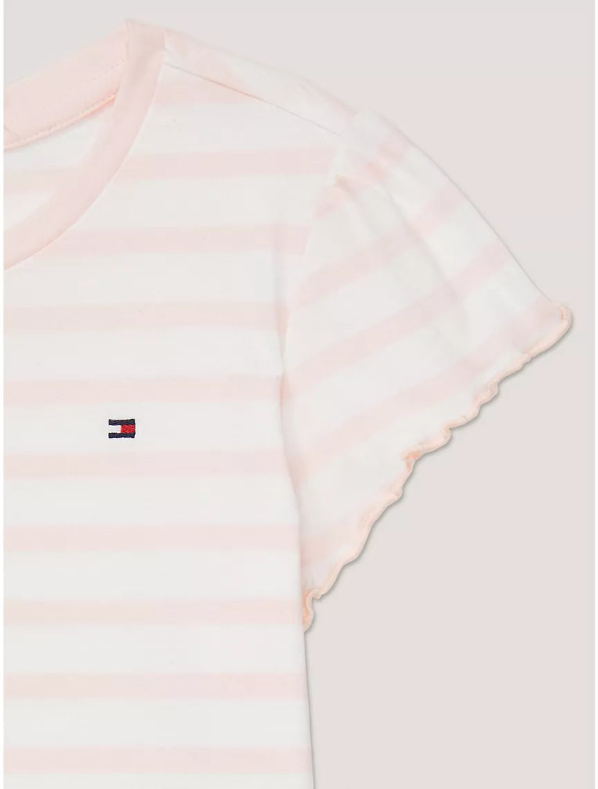 Tommy Hilfiger Kids' Stripe Ruffle T-Shirt - Pink Dream