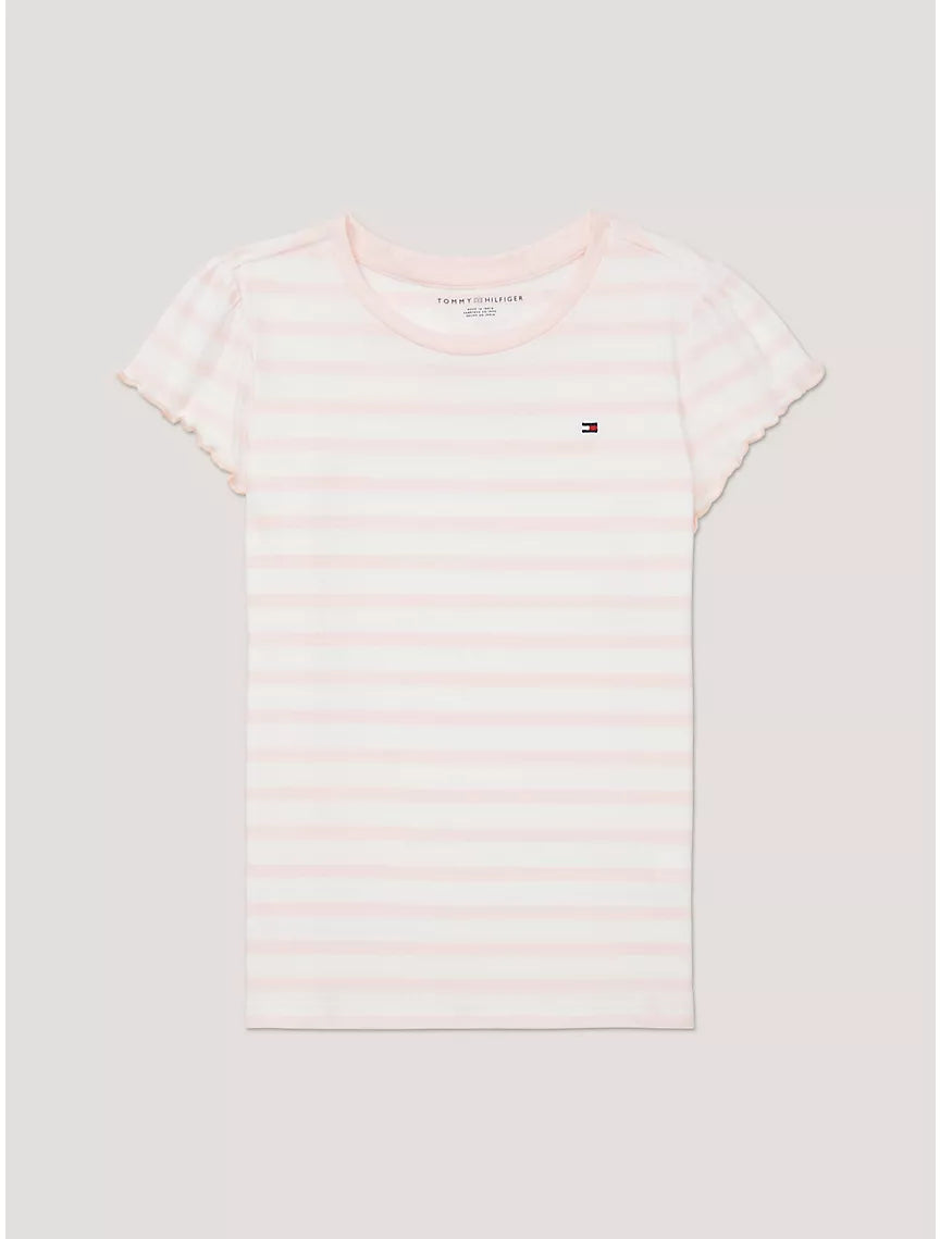 Tommy Hilfiger Kids' Stripe Ruffle T-Shirt - Pink Dream