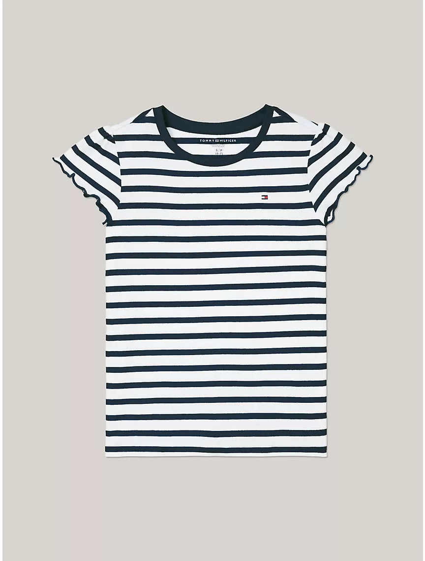 Tommy Hilfiger Kids' Stripe Ruffle T-Shirt - Navy