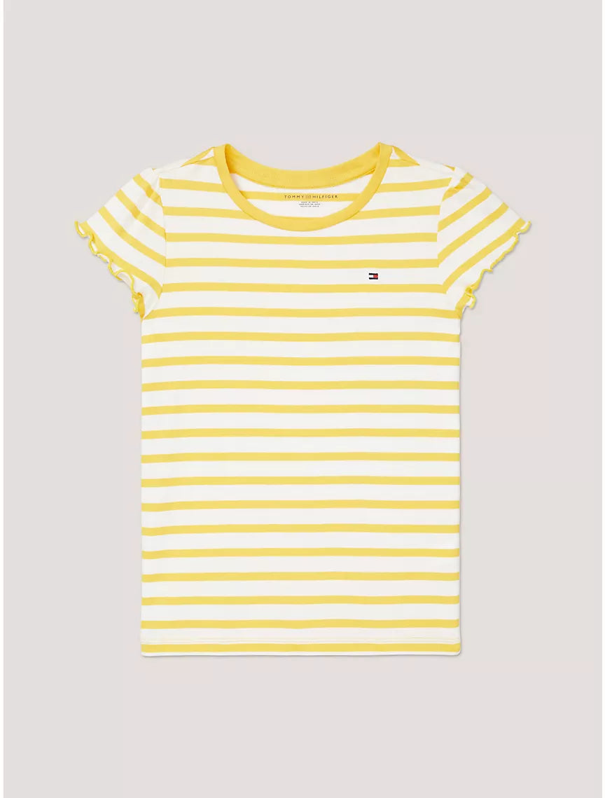 Tommy Hilfiger Kids' Stripe Ruffle T-Shirt - Sun Fruit