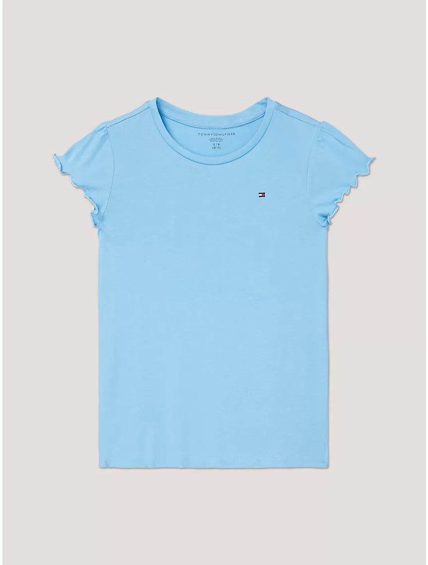 Tommy Hilfiger Kids' Ruffle-Sleeve Top - Bright Sea Blue