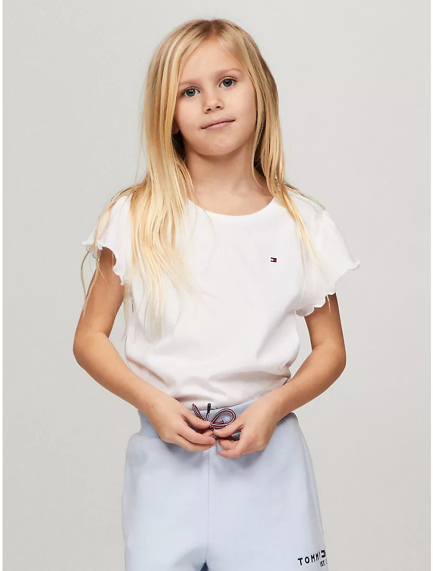 Tommy Hilfiger Kids' Ruffle-Sleeve Top - Fresh White