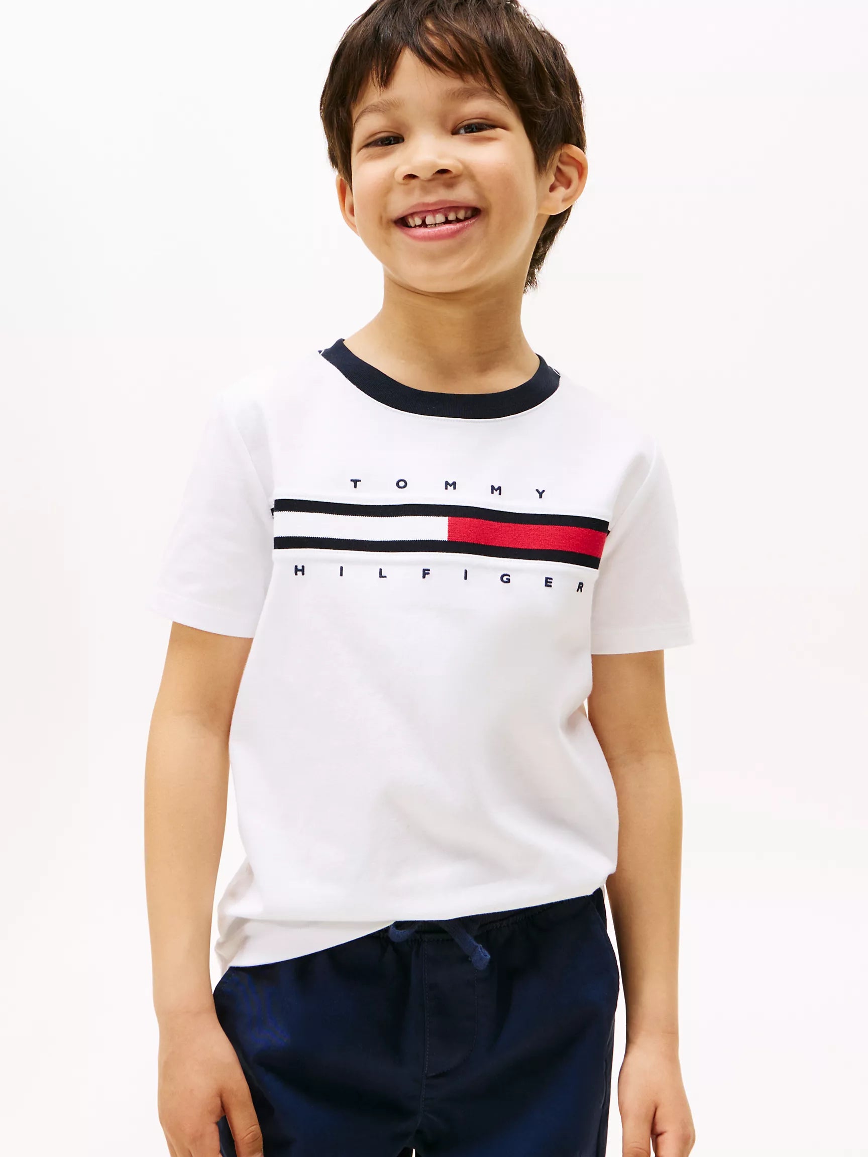 Tommy Boys' Flag Stripe Logo T-Shirt