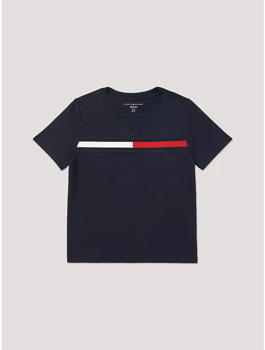 Tommy Hilfiger Kids' Flag Stripe Logo Ringer T-Shirt - Navy