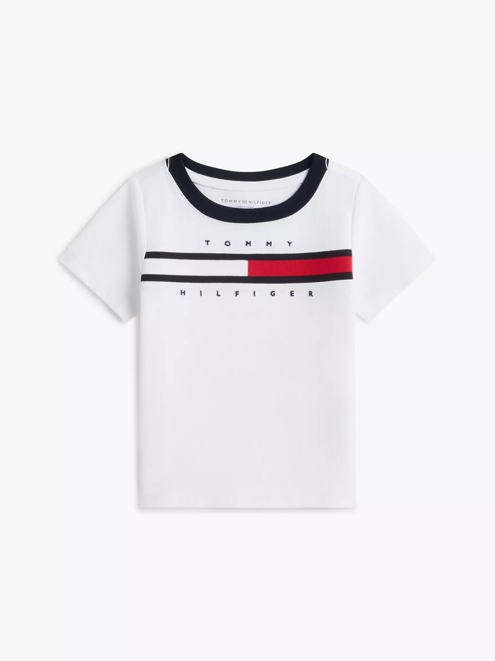 Tommy Hilfiger Babies' Flag Stripe Logo Ringer T-Shirt-Optic White