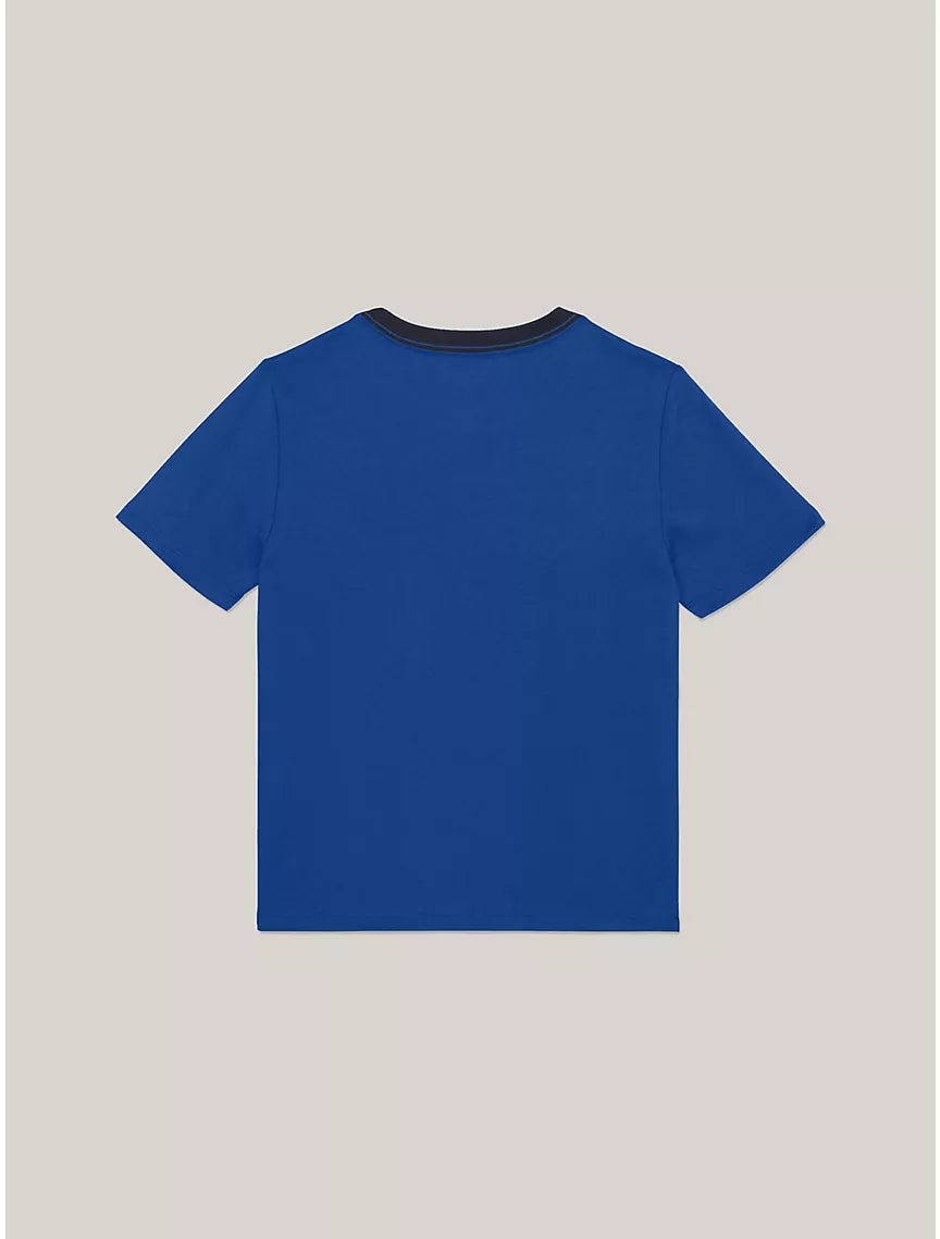 Tommy Hilfiger Kids' Flag Stripe Logo Ringer T-Shirt - Kettle Blue