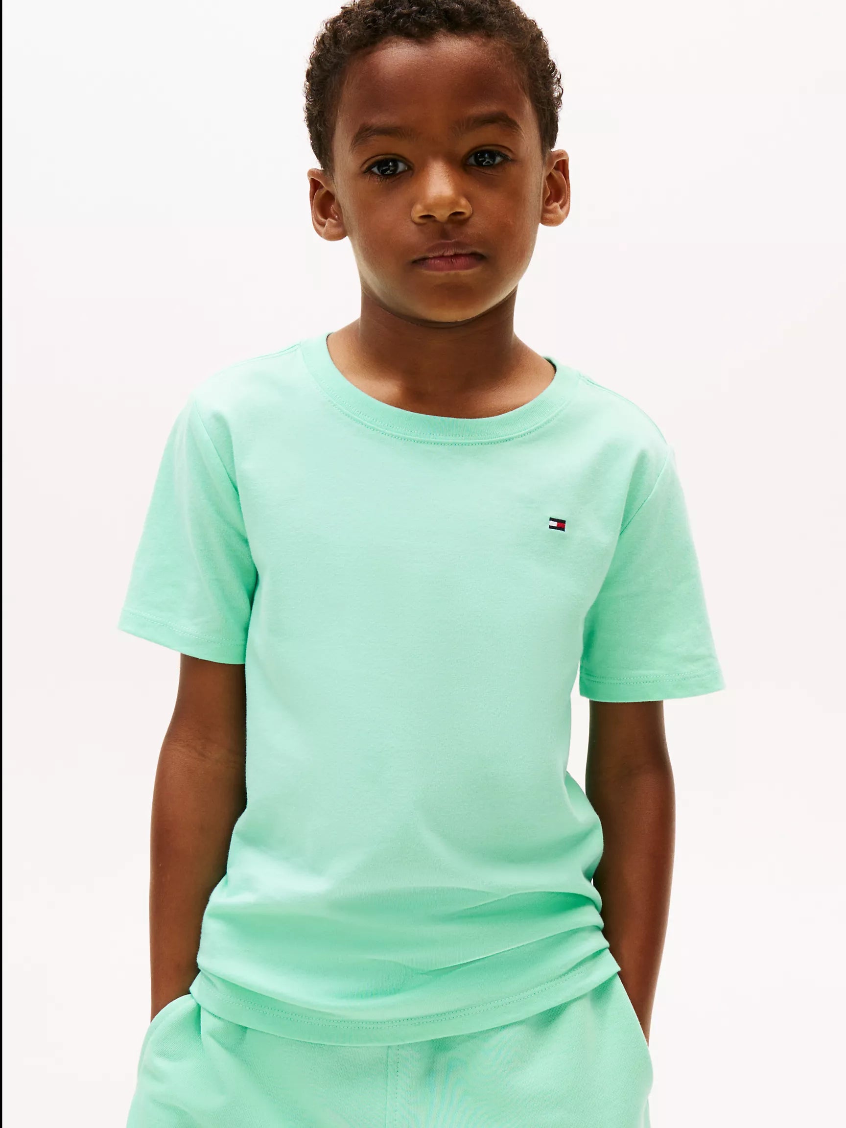 TOMMY BOYS' Solid Crewneck T-Shirt/ Miami Aqua
