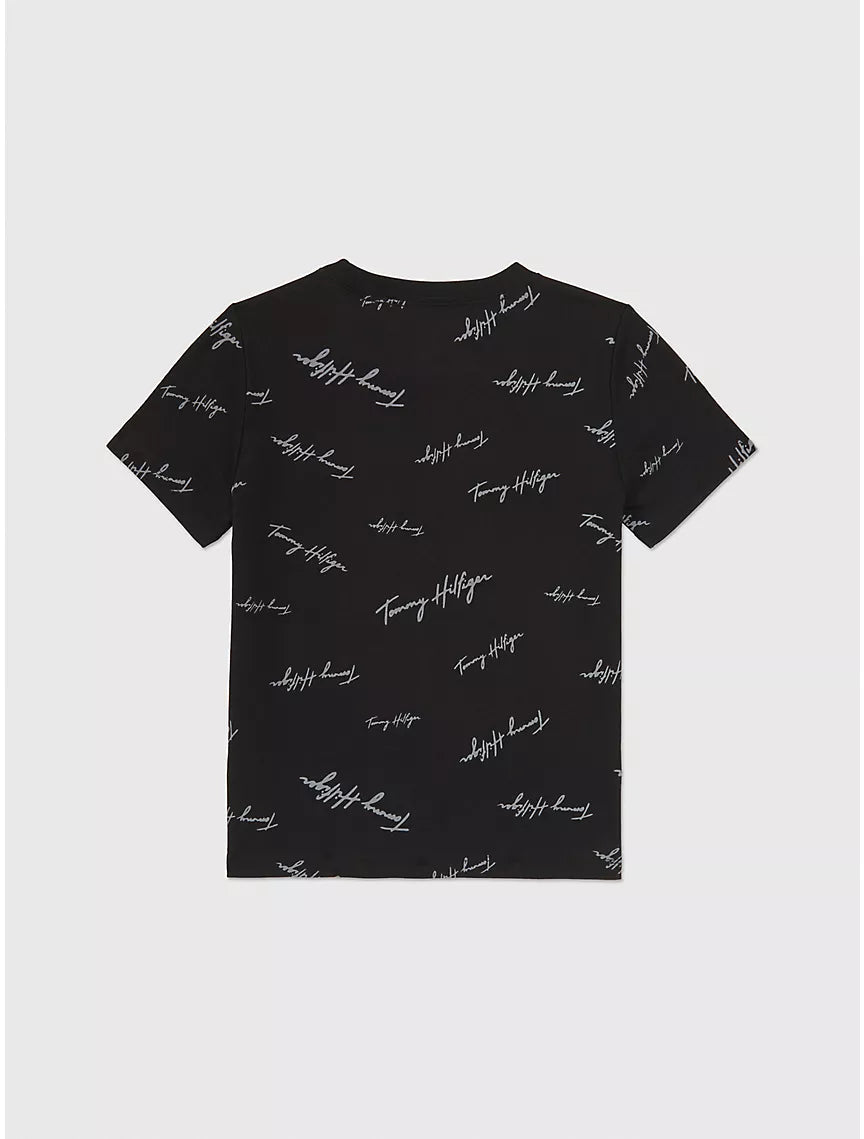 Tommy Hilfiger Kids' Signature Flag Stripe Logo T-Shirt - Black