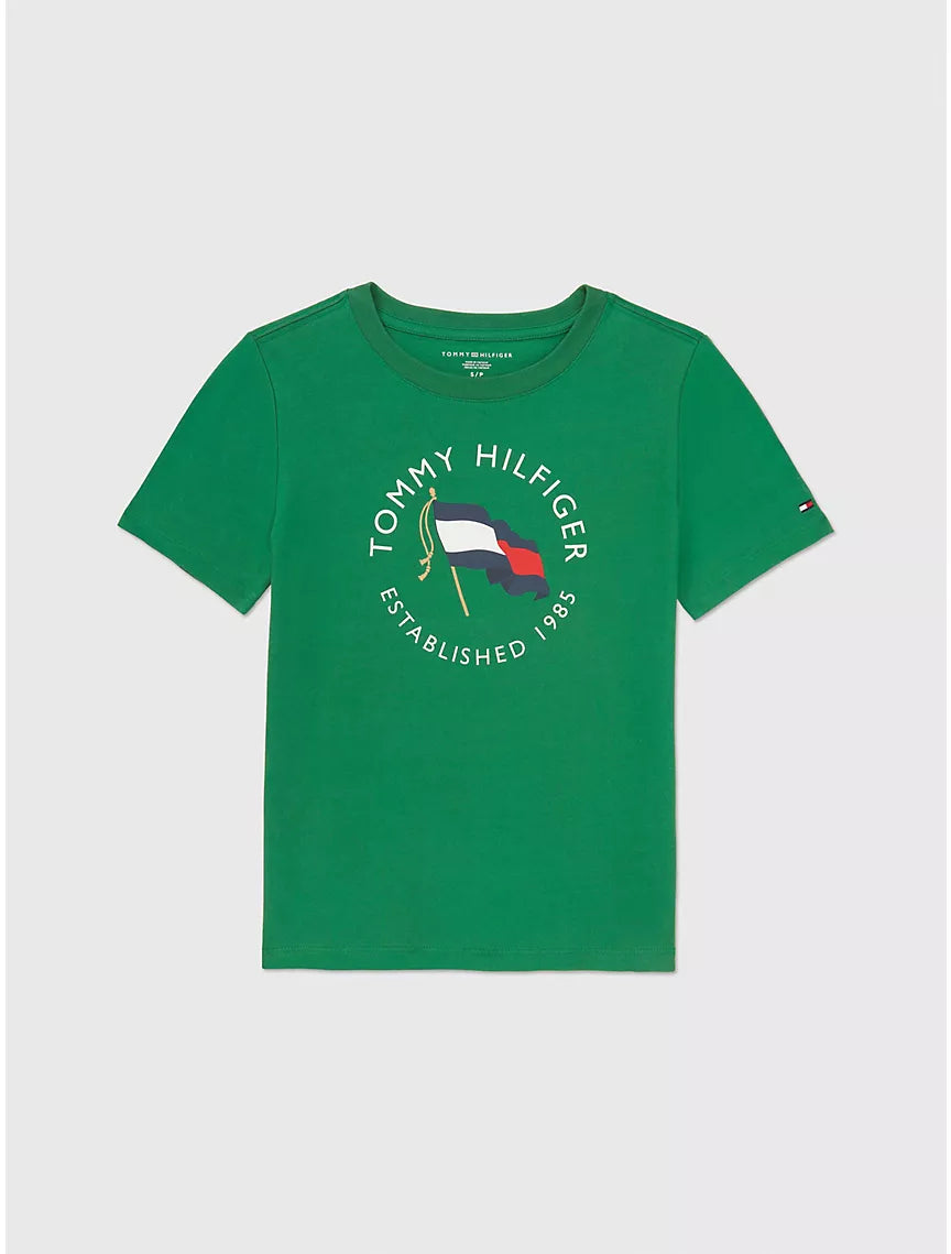 Tommy Hilfiger Kids' Circle Flag Logo T-Shirt - Nouveau Green