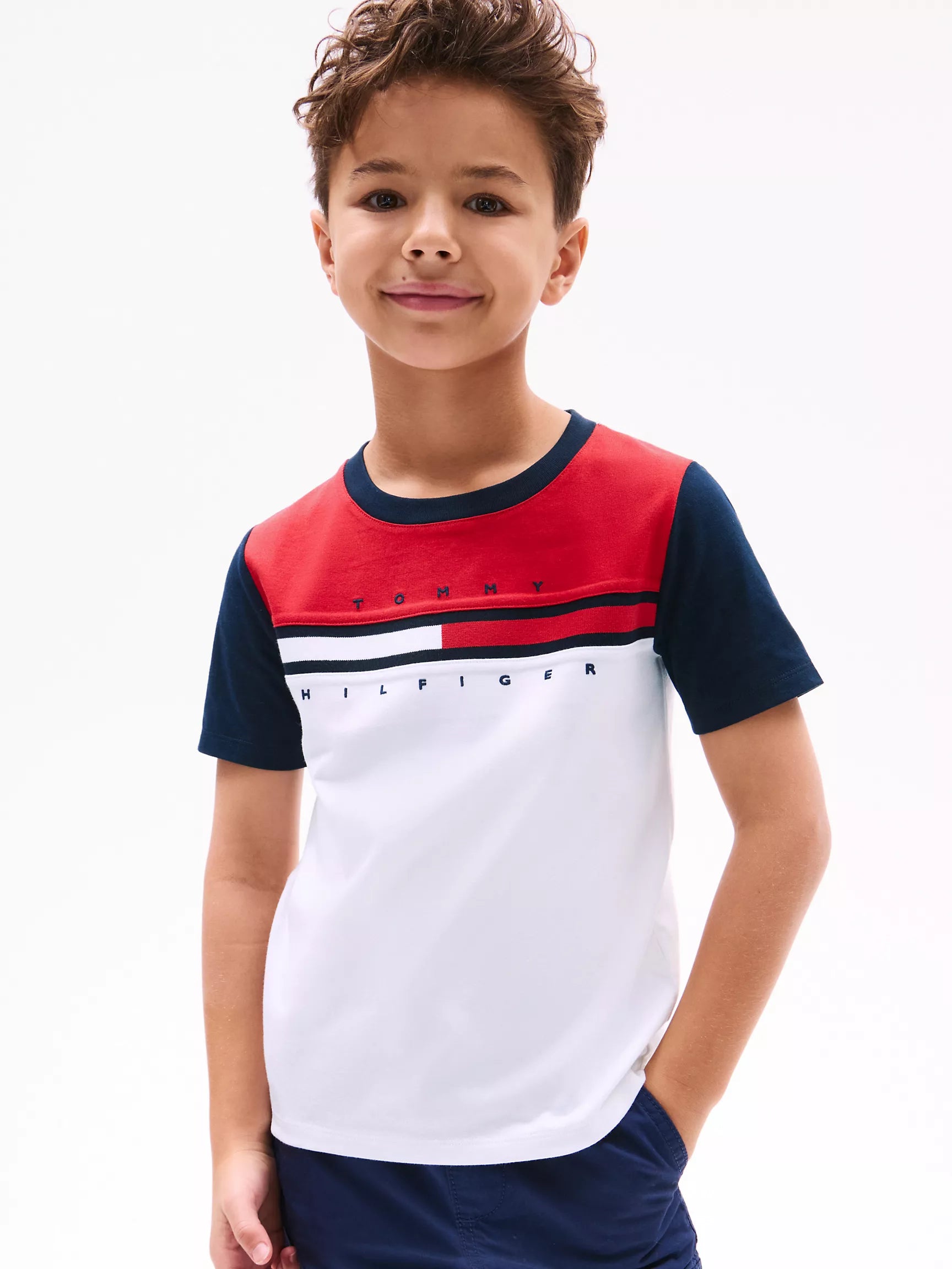 Tommy Boys' Colorblock Flag Stripe T-Shirt
