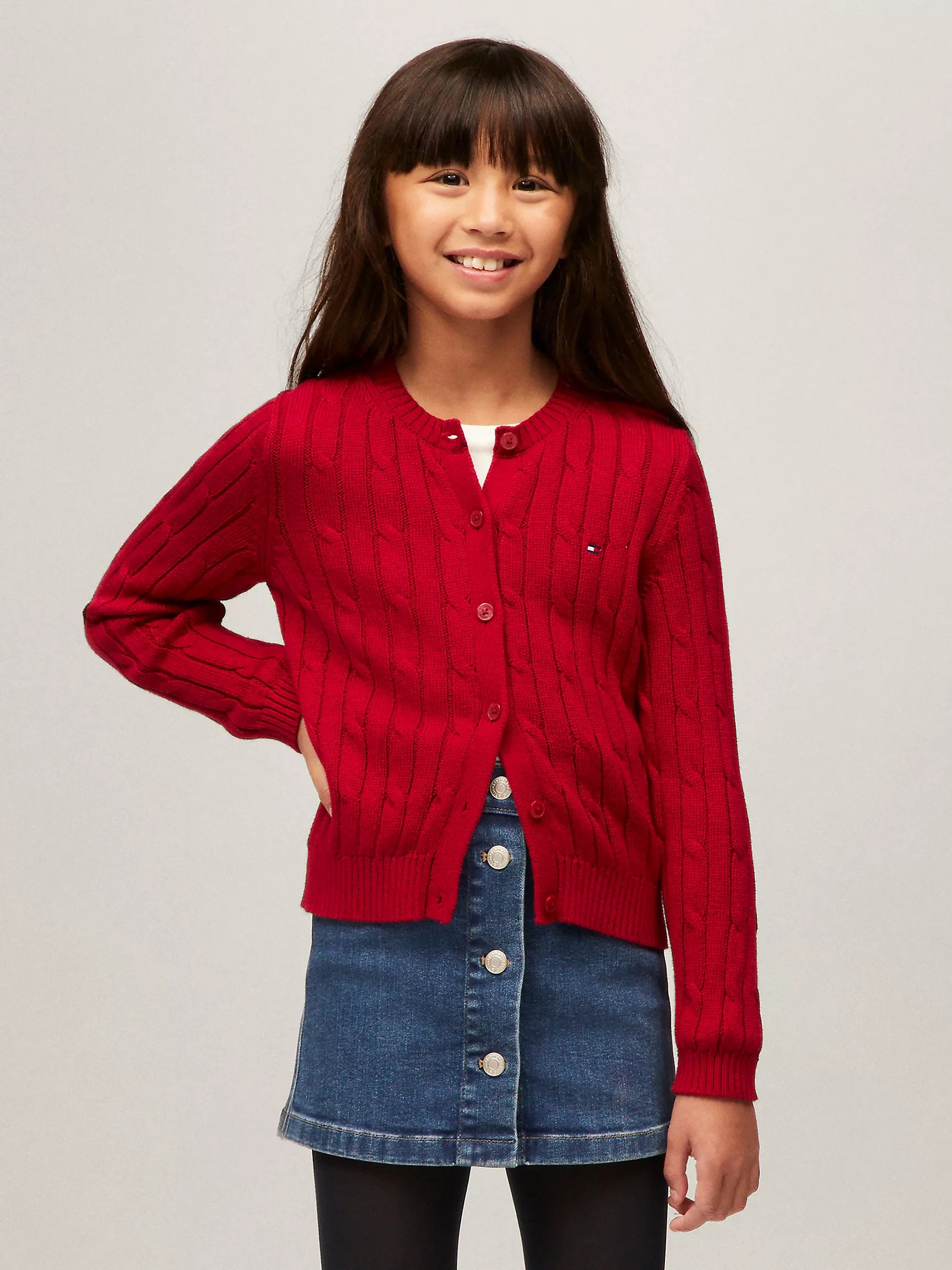 Girls' Tommy Cable Knit Cardigan