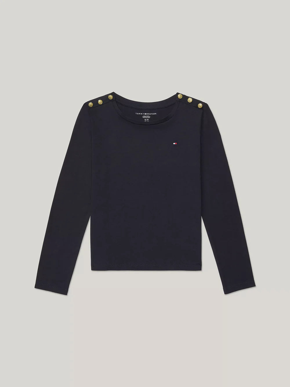 Girls' Tommy Long-Sleeve Gold Button T-Shirt
