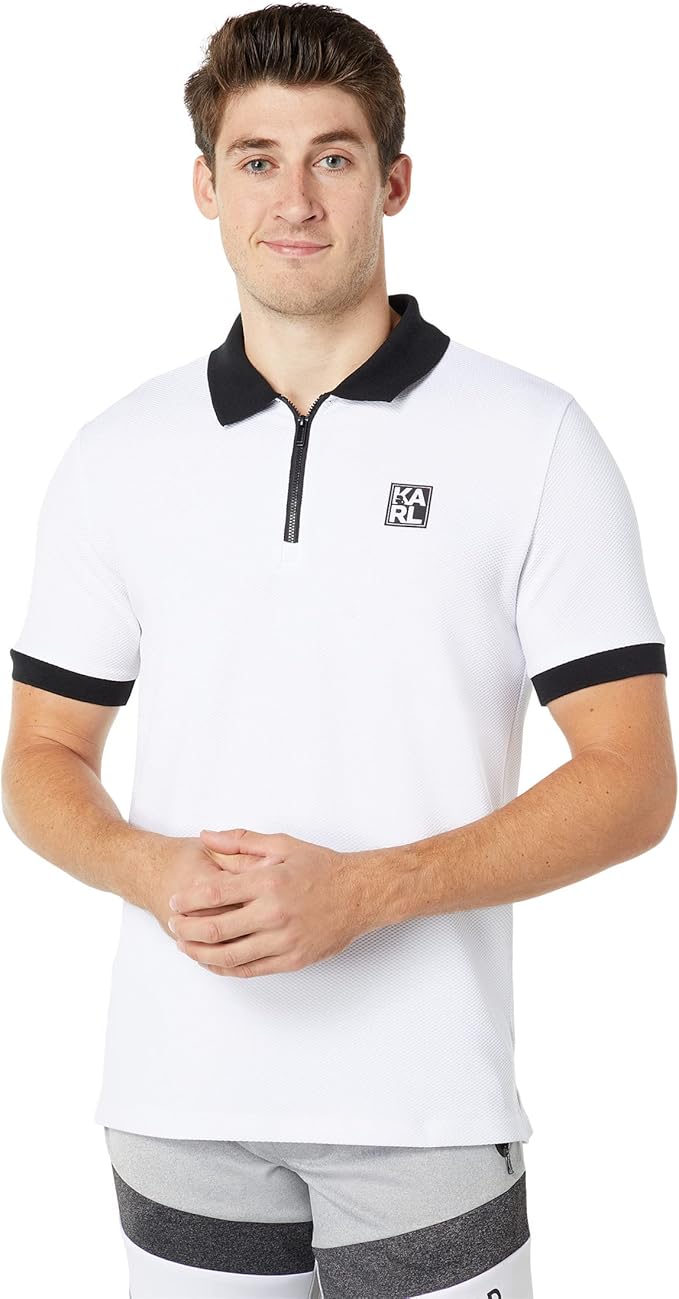 Karl Lagerfeld Paris mens Performance Polo Solid Cuff and Collar Shirt