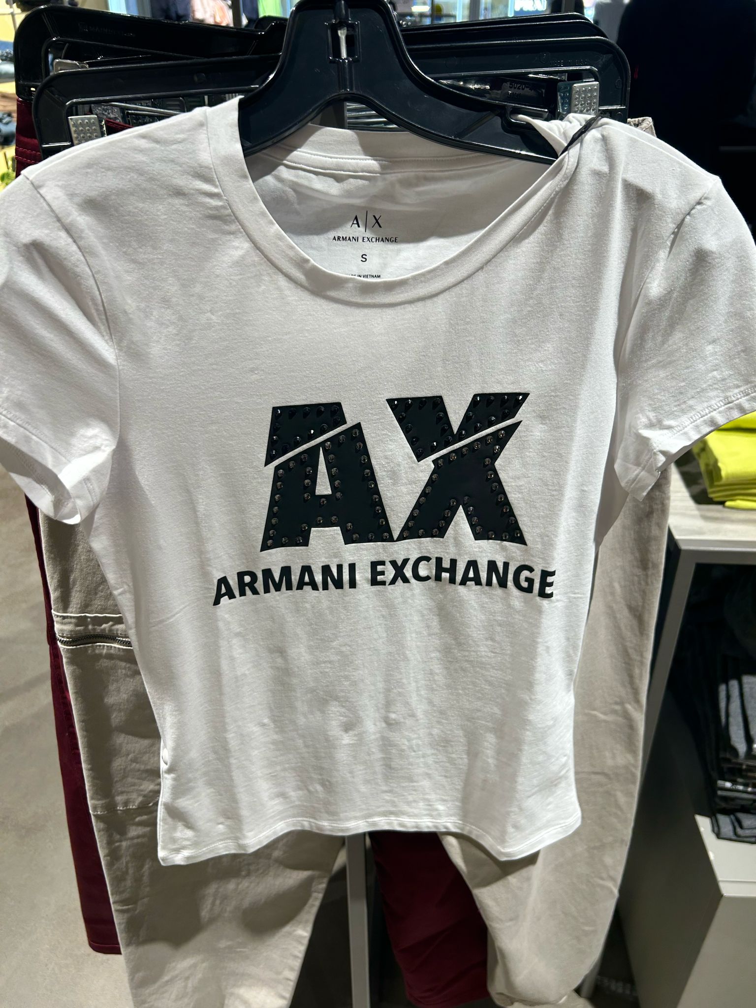 Armani Exchange Womens' dam Studded Logo Scoop Neck