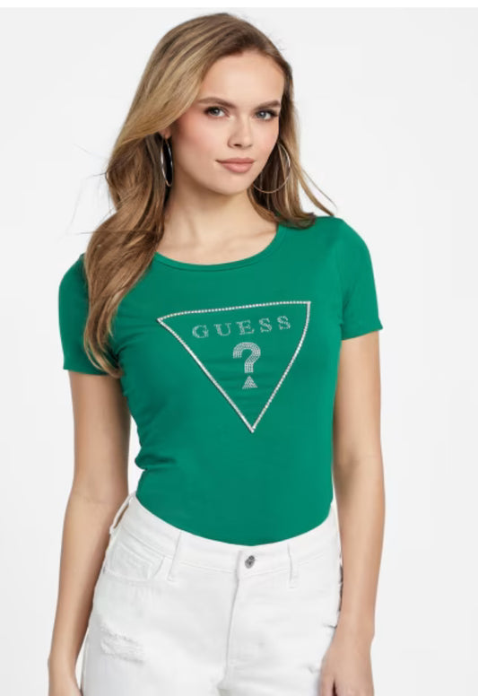 Guess Women Carlee Triangle T-shirt - Green