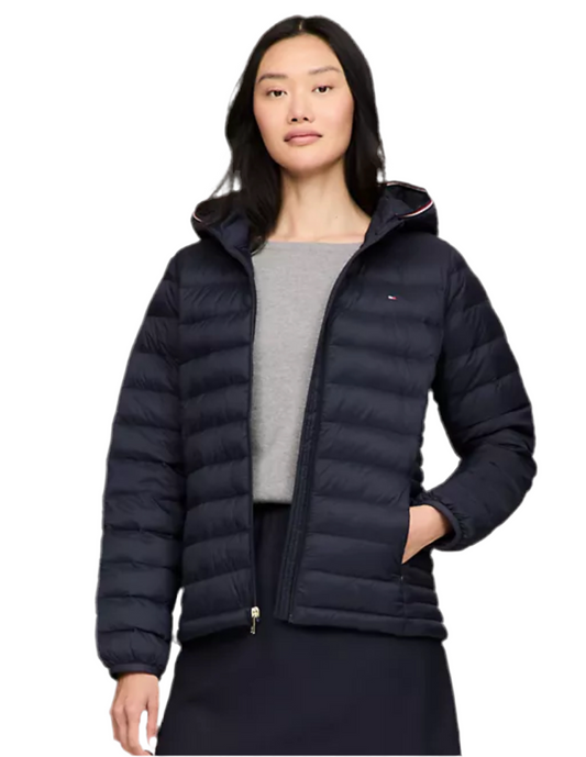 Women's TOMMY HILFIGER Lightweight Hooded Puffer Jacket - Navy